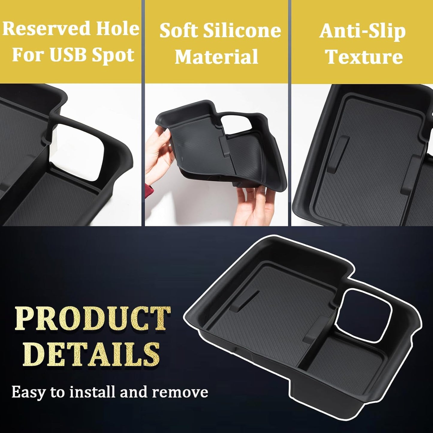 2025 2026 4-Door 2 TOPINSTALL Silicone Wireless Charging Protective Mat Compatible with Ford Bronco Automatic