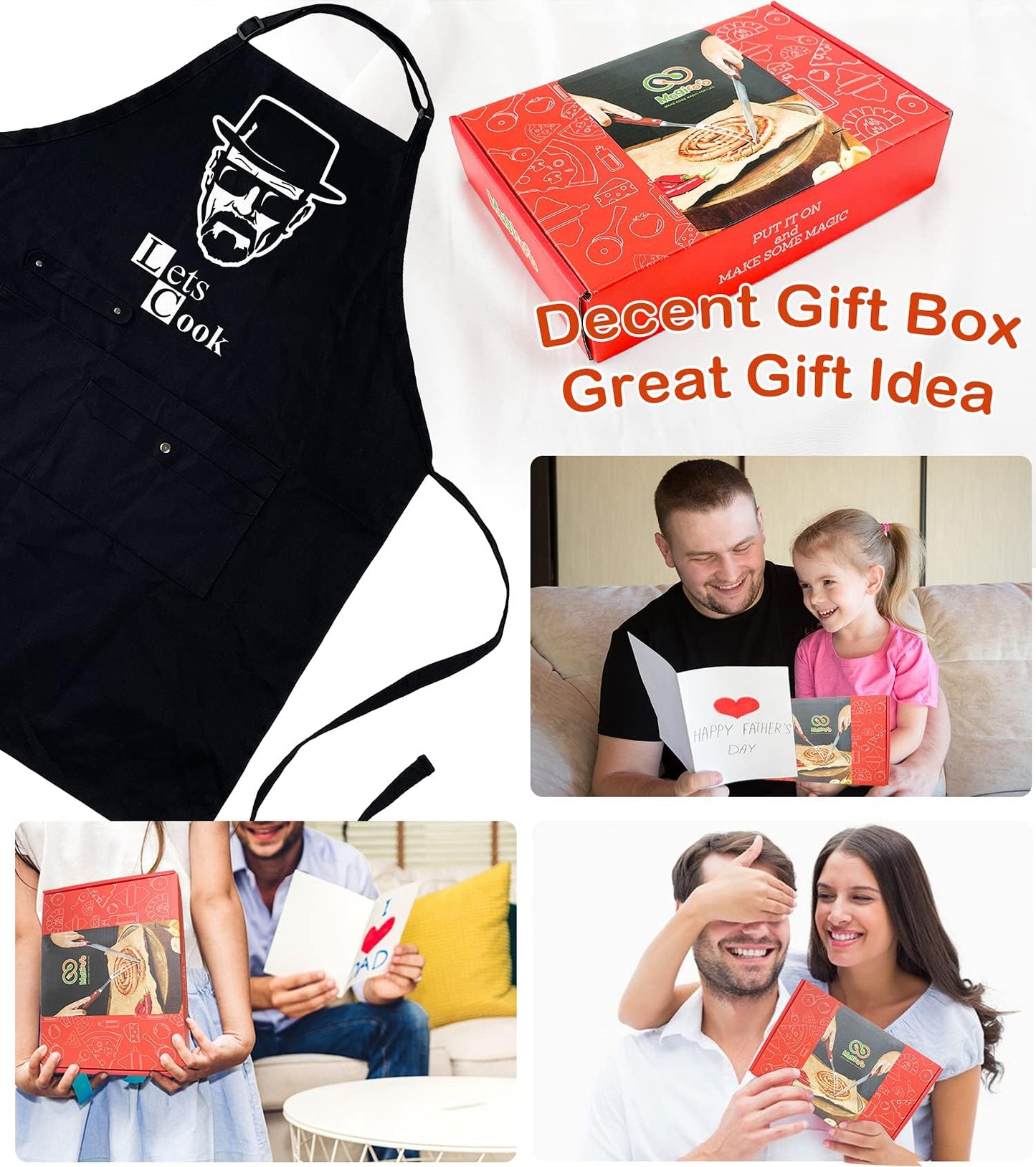Binggle Funny Cooking Chef Apron for Men with Pockets BBQ Kitchen Work Aprons Birthday Dad Creative Gifts