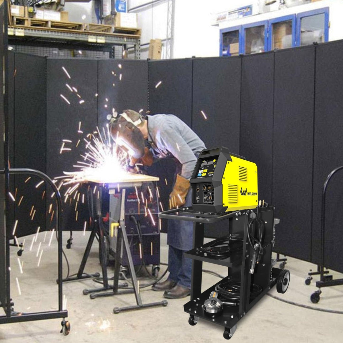 Weldpro 3-Tier Heavy Duty Welding Cart, Welder Cart for MIG/TIG Welder & Plasma Cutter, 400Lbs Capacity Rolling Welding Trolley with 360°Swivel Wheels & Safety Chains