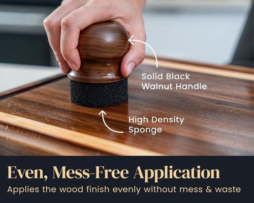 Mevell Cutting Board Oil Applicator, Great for Butcher Blocks, Counter Tops, Bamboo Cutting Boards and All Wooden Utensils - Sealing Wax, Cream & Conditioner Applicator, Walnut Wood Handle