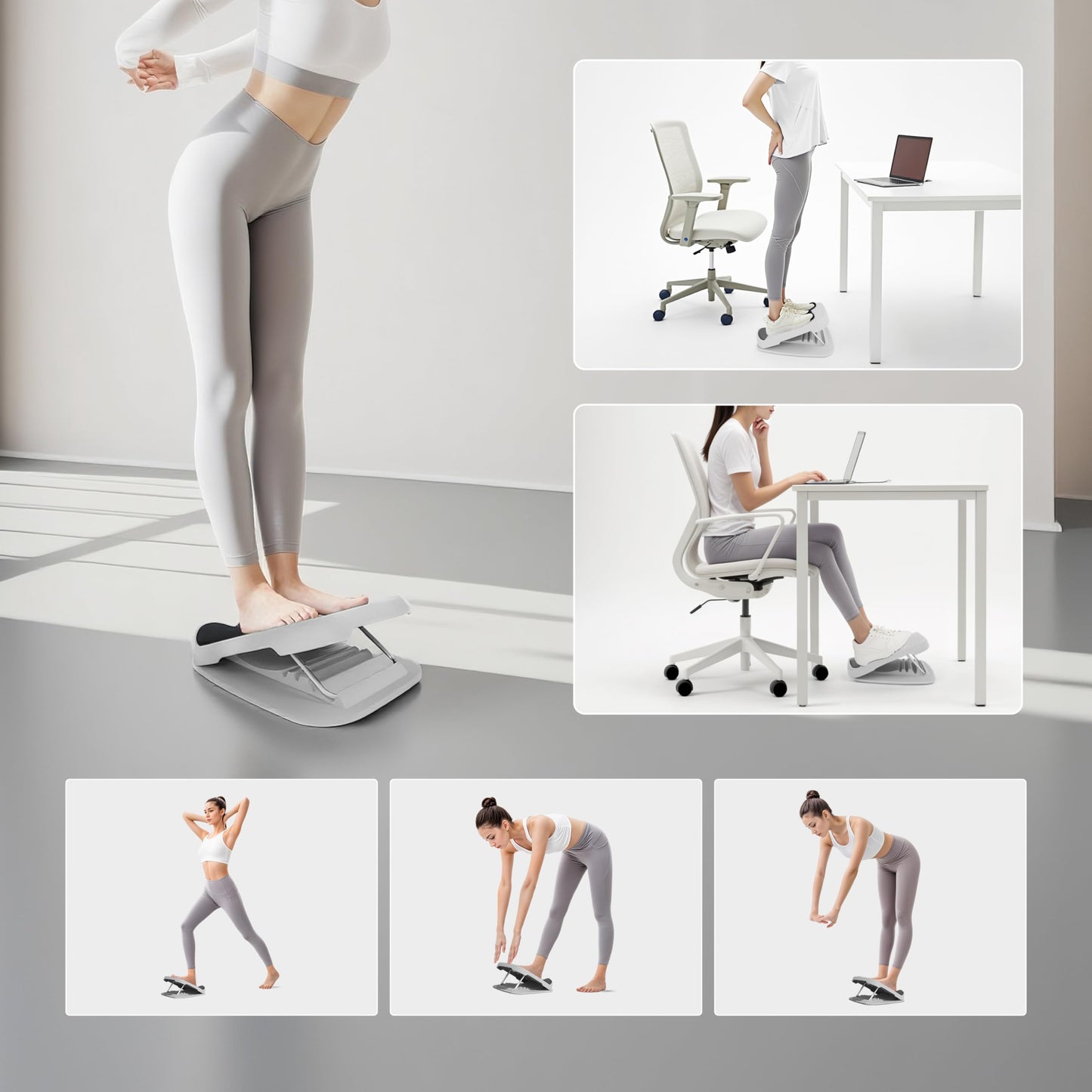 PROIRON Slant Board, Adjustable Calf Stretch Board, Thick Heel Pad for Comfort Stretching, Calf Stretcher Incline Board, Anti Slip Surface & Base for Safe Exercise, Ankle Heel Mobility, 10"x10",Gray