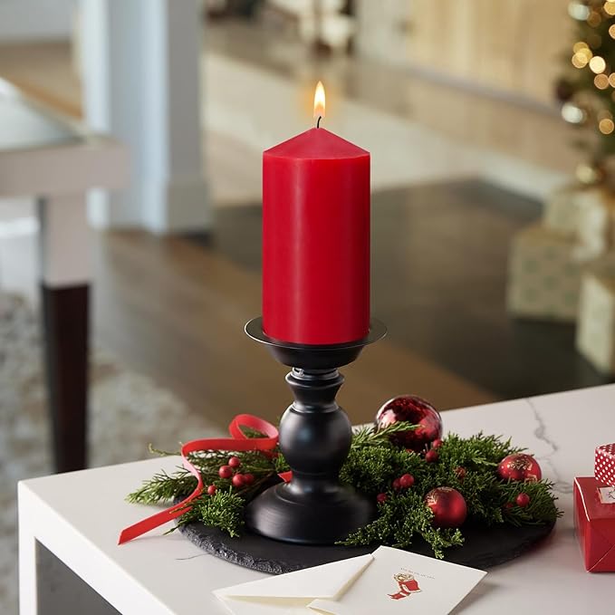Pillar Candles 3 x 4, 6, and 8 inches, Large Handmade Candles Set of 3, Red Decorative Candles for Wedding, Home Decoration, Dinner, Church