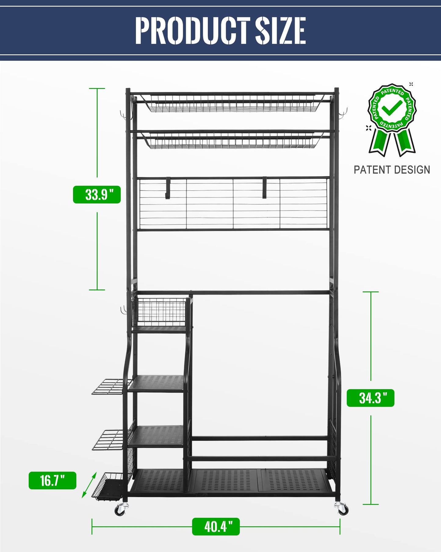 Mythinglogic Golf Club Storage Rack - 2 Golf Bags Stand and Golfing Equipment Accessories Storage Organizer with 4 Removable Hooks, Metal Black Golf Rack for Garage