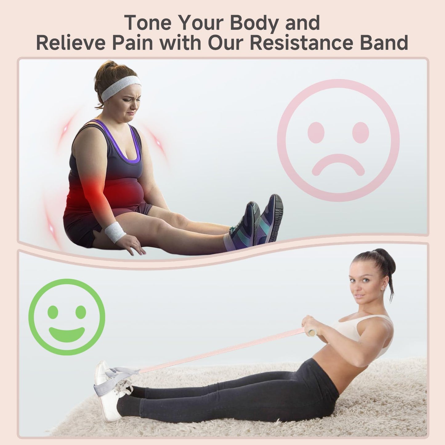 VANiGO Fabric Resistance Band with Handles, 120lb Full-Body Excercise Band, Non-Slip Elastic Bands for Strength Muscle Training, Stretch Band Workout Equipment for Leg Arm Chest Core Wrist Ankle