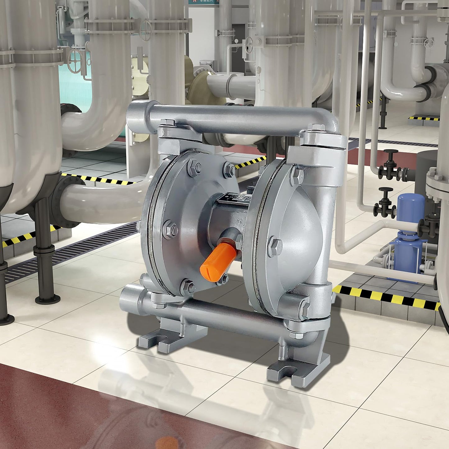 TABODD 12GPM Air-Operated Double Diaphragm Pump 115 PSI, Aluminum Alloy Dual Diaphragm Air Pump for Chemical Indutrial Liquid Low Viscosity Petroleum Fluids, 1/2" Inlet & Outlet