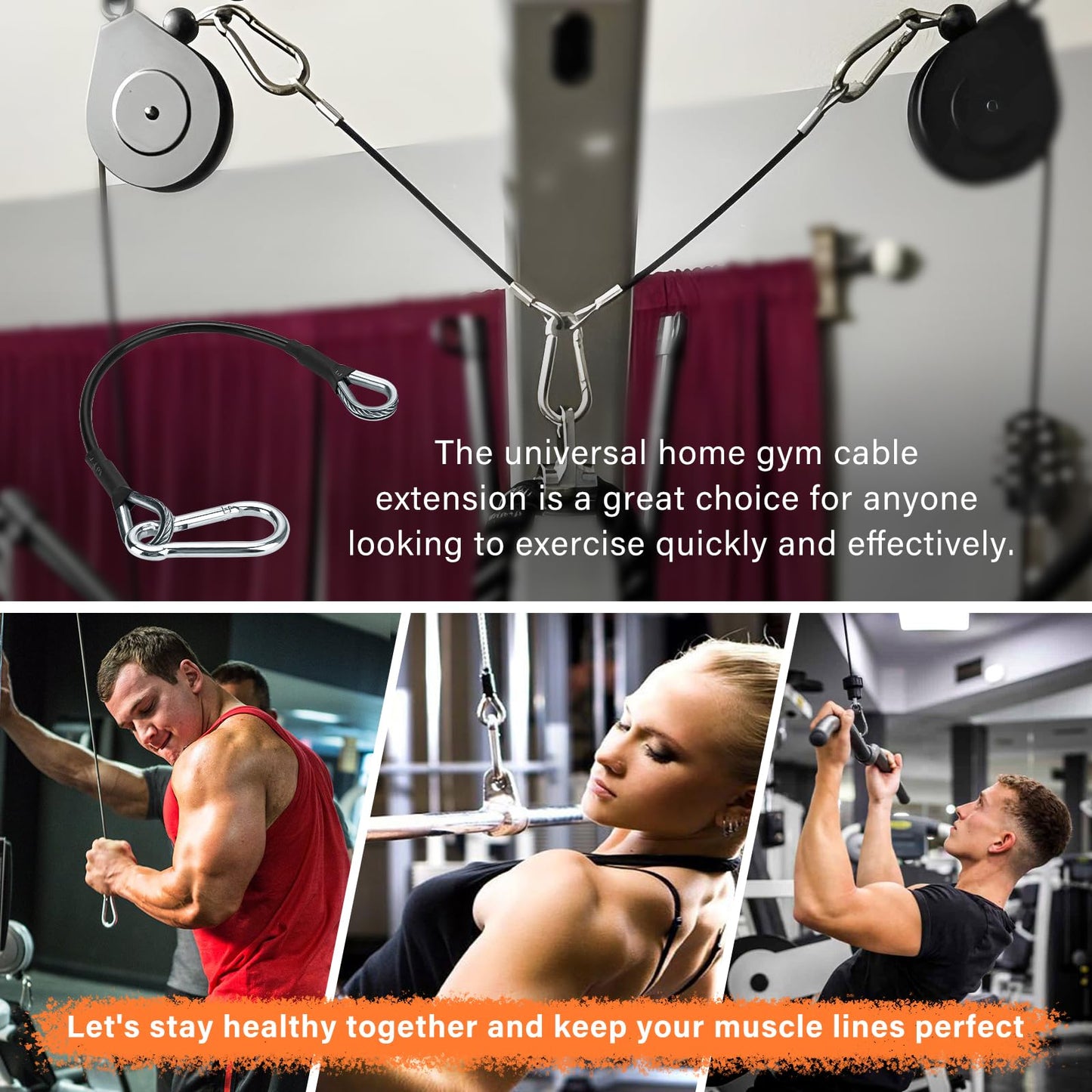 10" Gym Cable Extension Compatible with Bowflex Home Gym Accessories,for LAT/Tricep Pull Down and Leg Extensions Machine