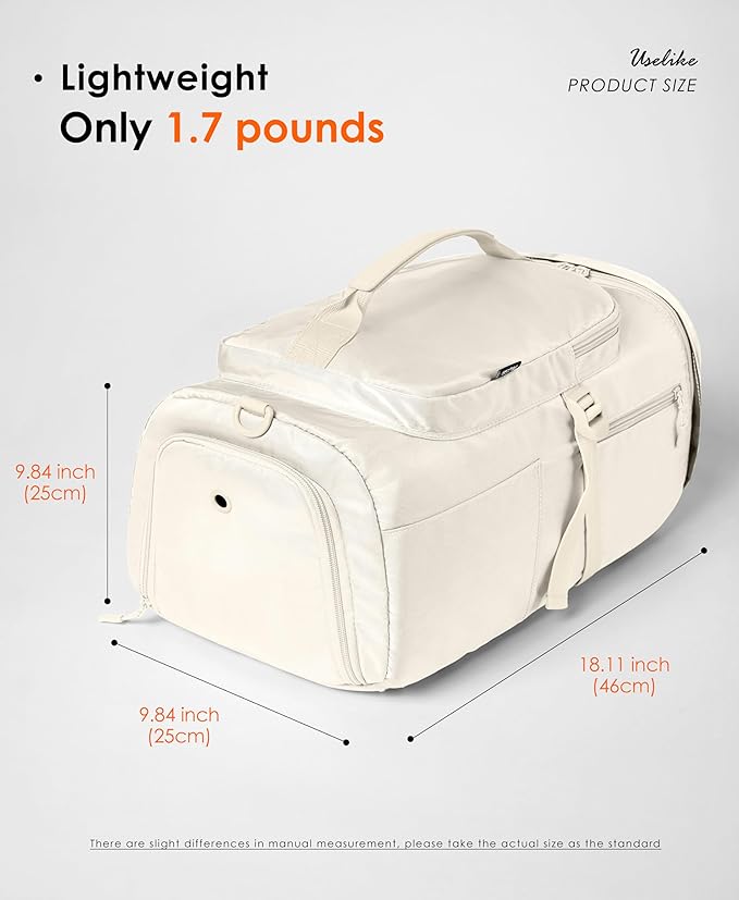 Gym Bag for Women Workout Gym Backpack with Shoe Compartment Sports Duffel Bag Multiple Pockets 30L (Cream)