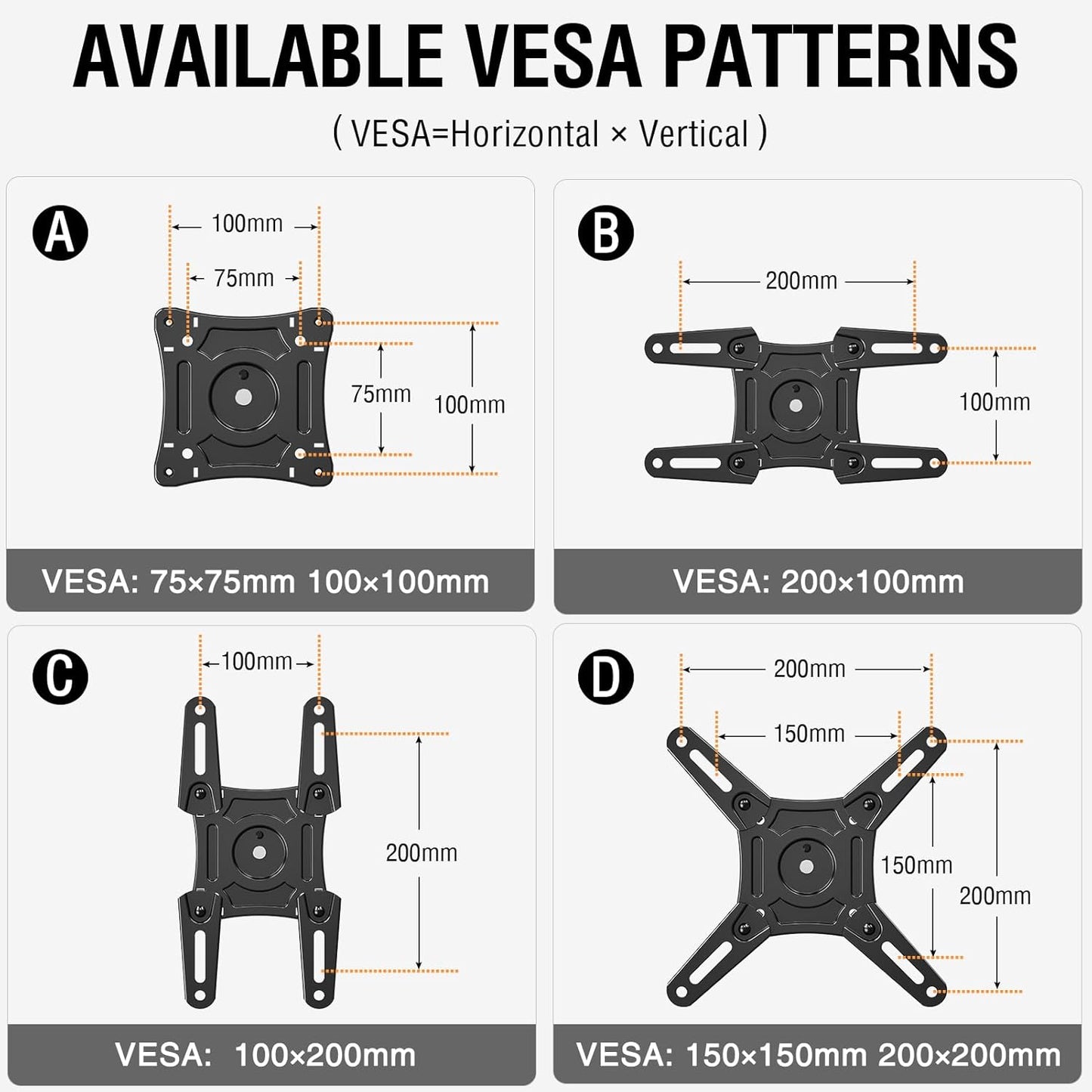 ELIVED 14-42 Inch 29.5 Inch 200x200mm, 44 lbs. Long Arm TV Wall Mount for Most tvs & Monitors, Long Extension TV Mount