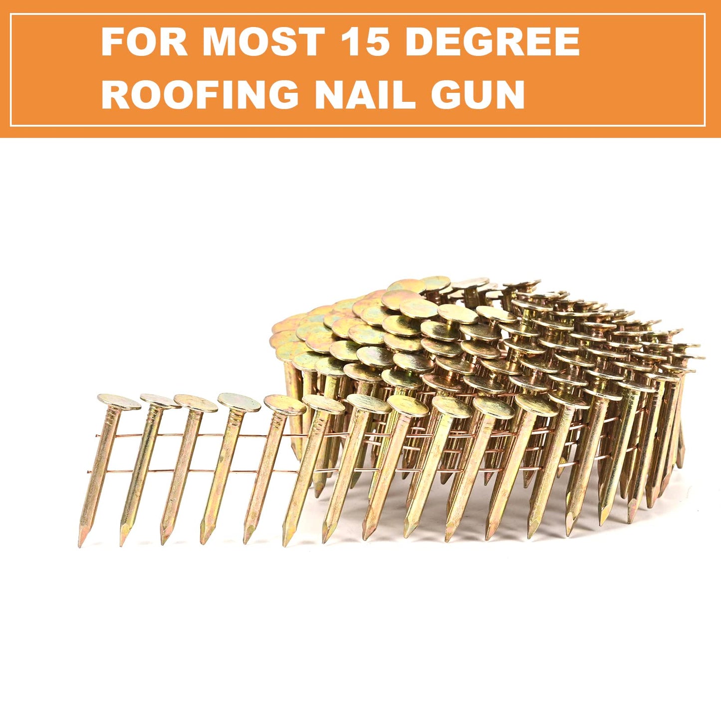 BHTOP CN45N Roofing Nailer, 15 Degree Roofing Nail Gun & 600 Count Coil Roofing Nails 1-1/4 Inch x .120-Inch