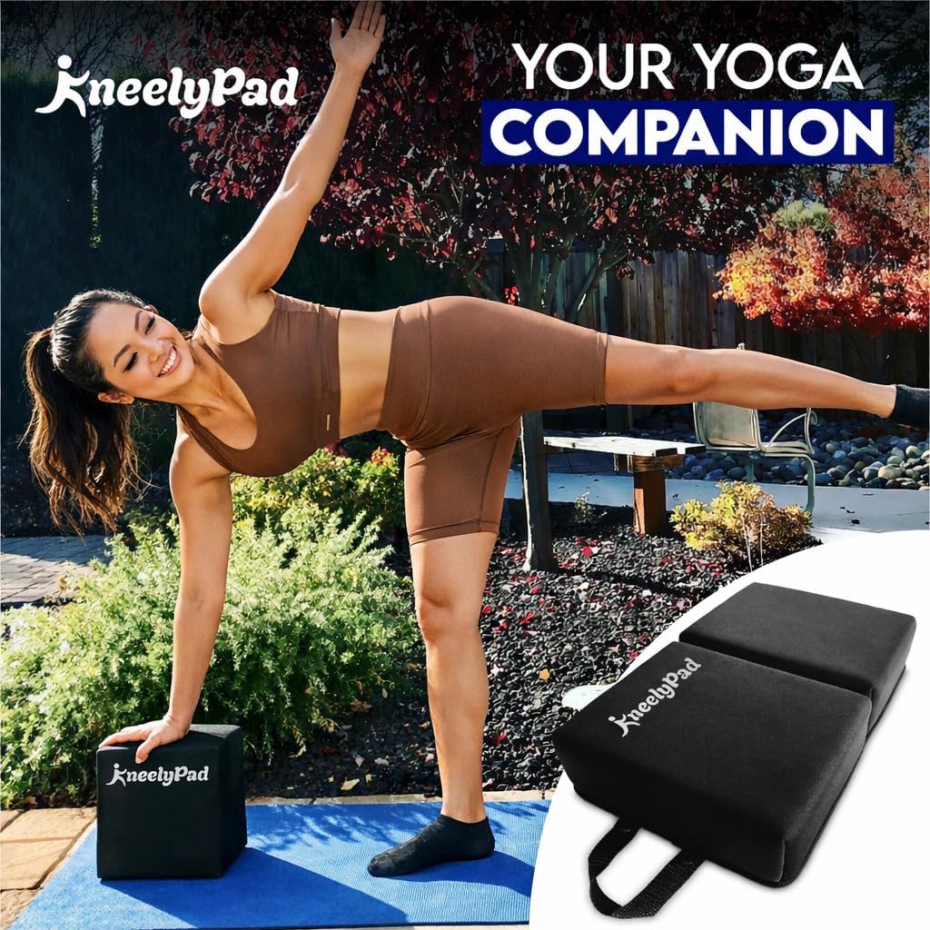 KneelyPad by Kneely | Kneeling Pad for Gardening, Exercise, Cleaning, & Mechanic Work | Extra Thick Memory Foam Knee Cushion for Gardening & More with Washable Cover | Foldable Knee Pad with Handle