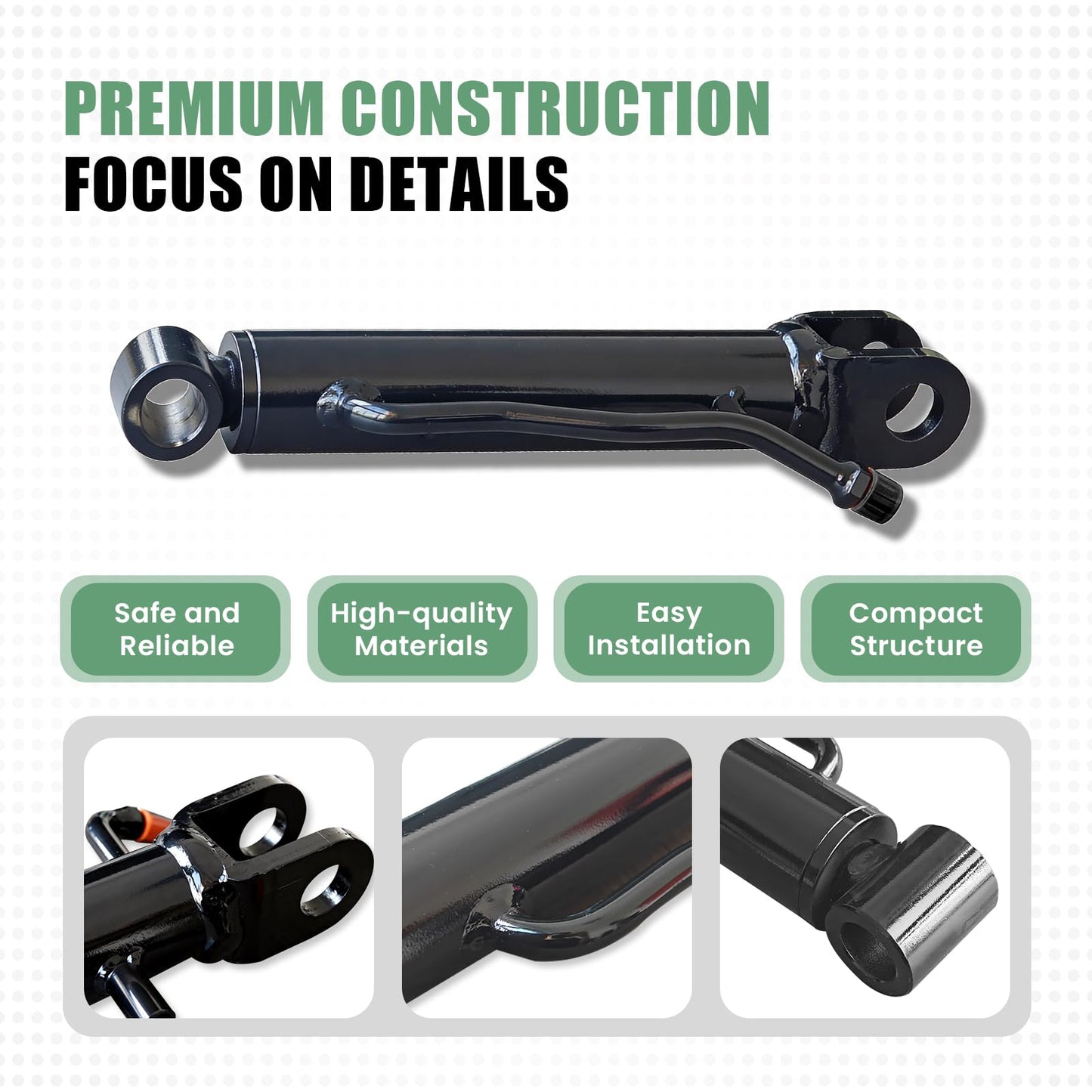 Mini Excavator Thumb Cylinder Hydraulic Cylinder 25mm/0.98in, Compatible with Below 2 Tons Mini Excavator Attachment, Small Digger Three Holes Hydraulic Thumb Clip (Only Cylinder)