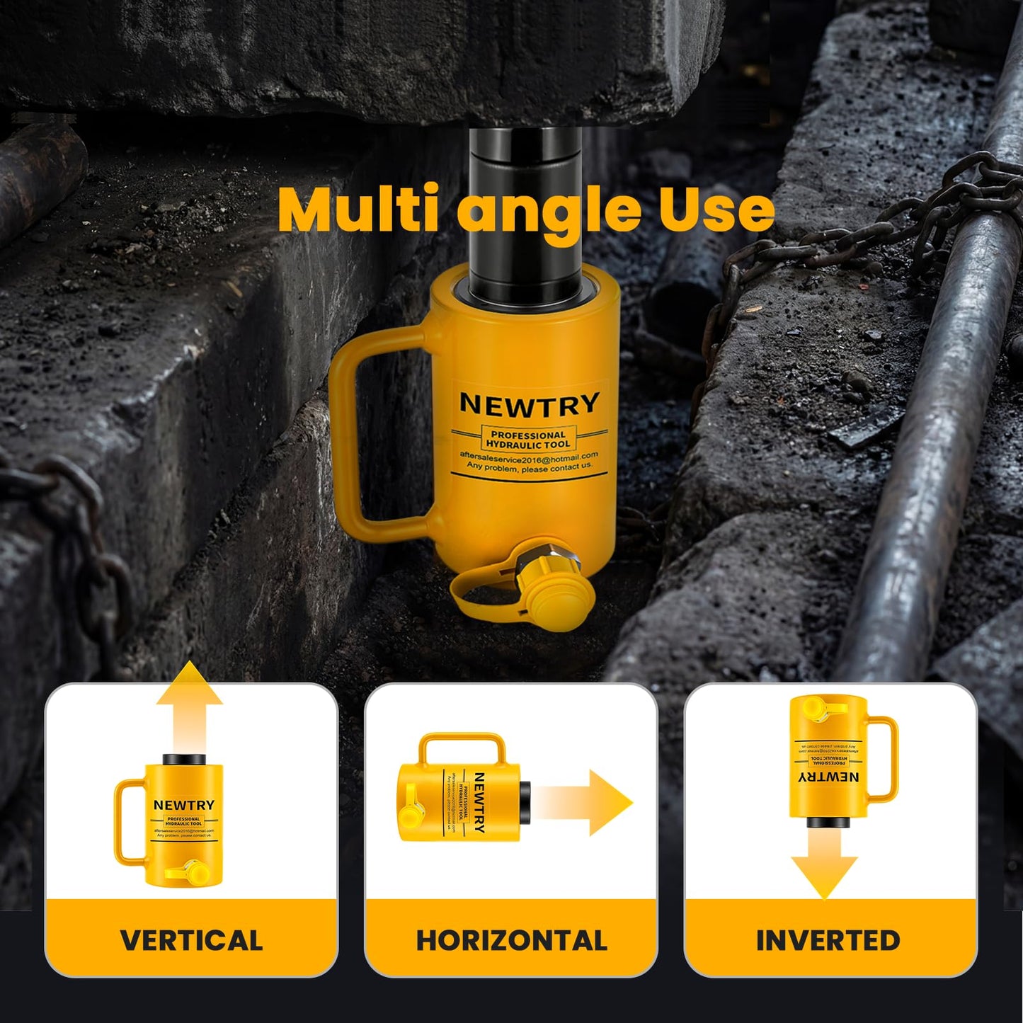 NEWTRY 20 ton Hydraulic Hollow Jack Cylinder 2’’ Stroke Porta Power Ram Industrial Lifting Jack Retract Automatically