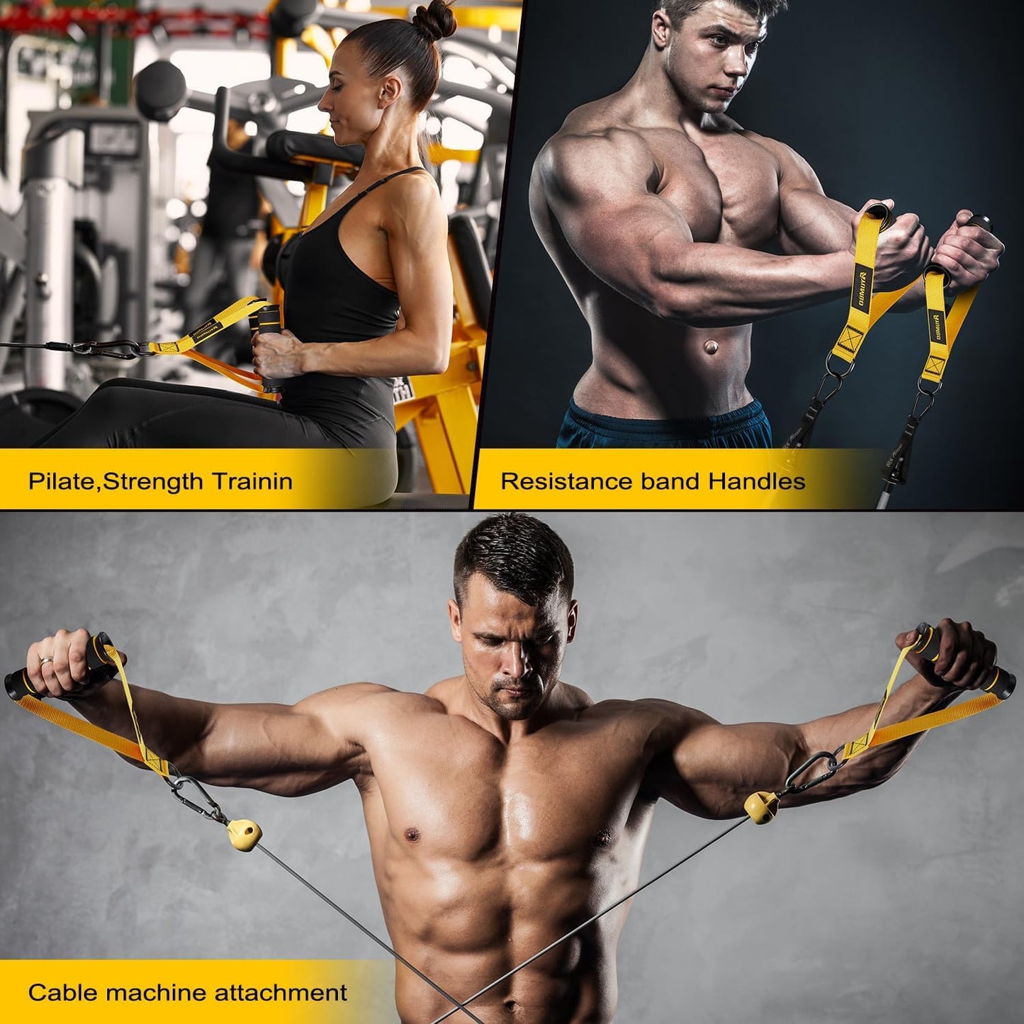 Ayombo Gym Equipment, Cable Attachments for Gym, Home Workout Equipment Machine Grip Attachments, Resistance Bands Handles for Weight Strength Trainer, Gym Heavy Duty Exercise Handle for Men