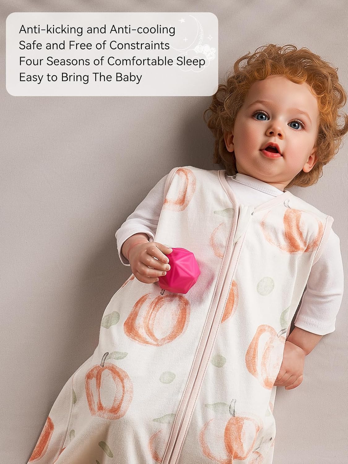 TILLYOU Baby Sleep Sack - 0-6 Months | 0.5 Tog Cotton Wearable Blanket - 3 Pack with 2-Way Zipper, Pink Peach