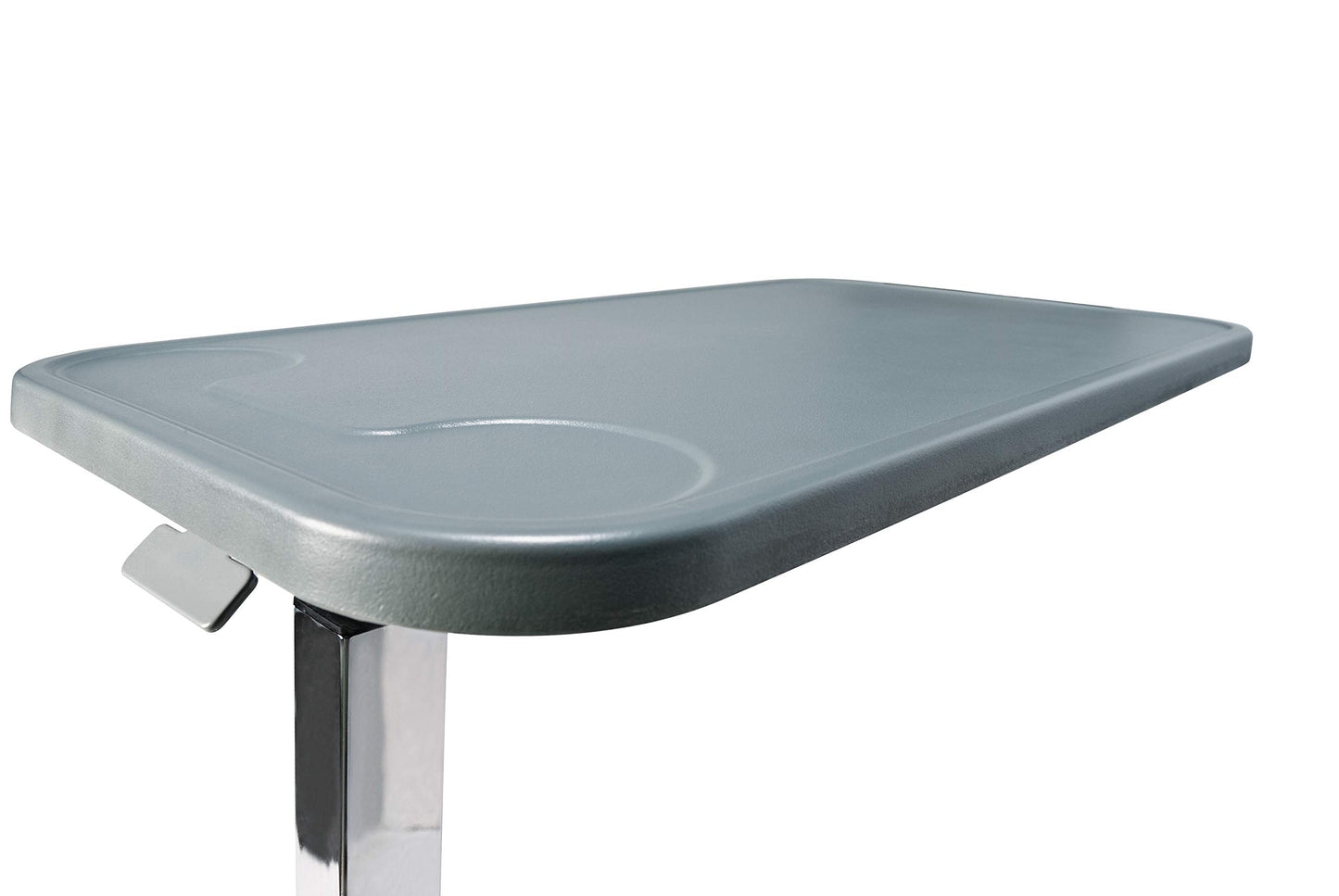 Lumex Modern Overbed Table with Wheels – Height Adjustable Bedside Table for Home or Hospital Use, Grey