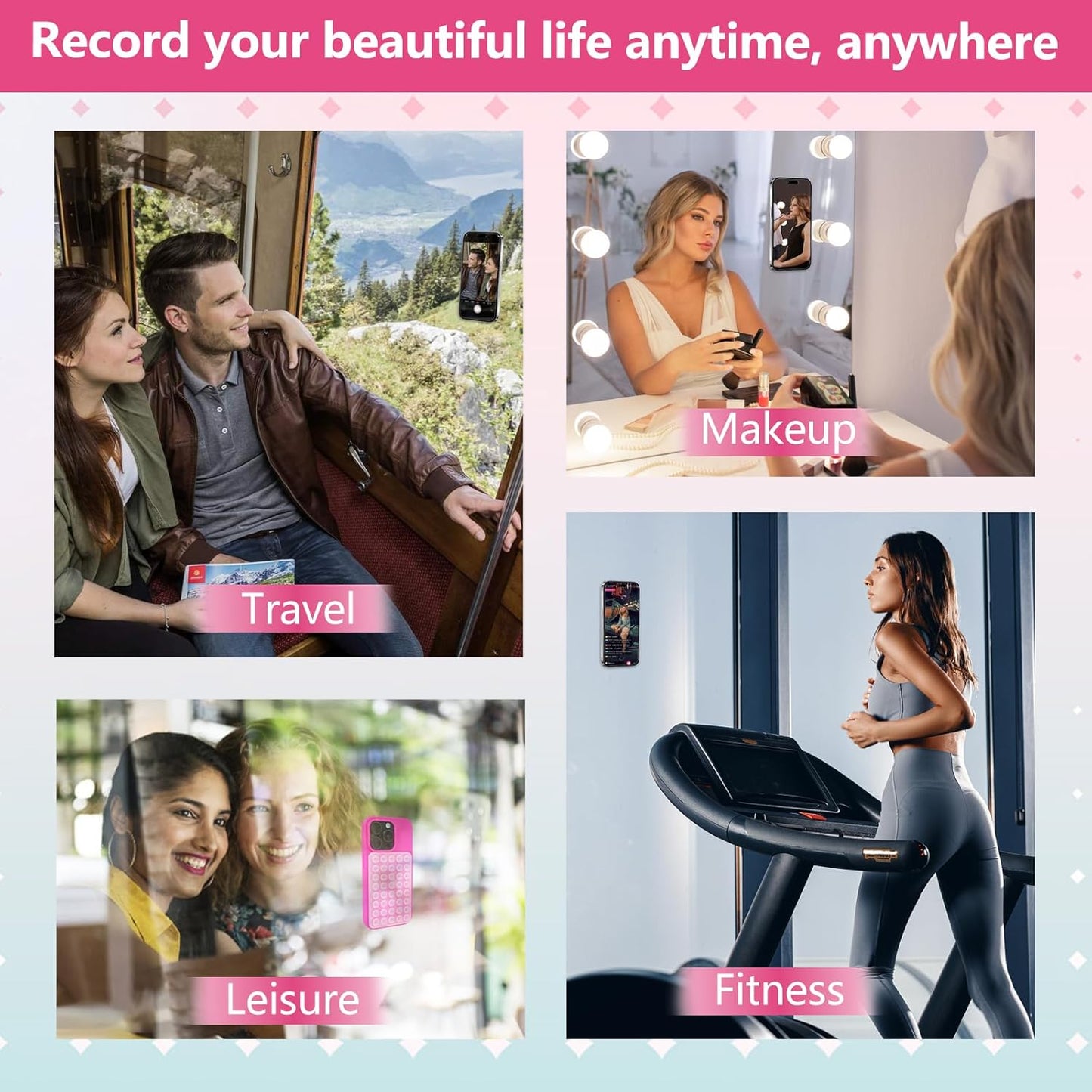 BestStone Silicone Suction Cup Phone Case Mount, Silicone Sticky Phone Grip Compatible with iPhone and Android Cases