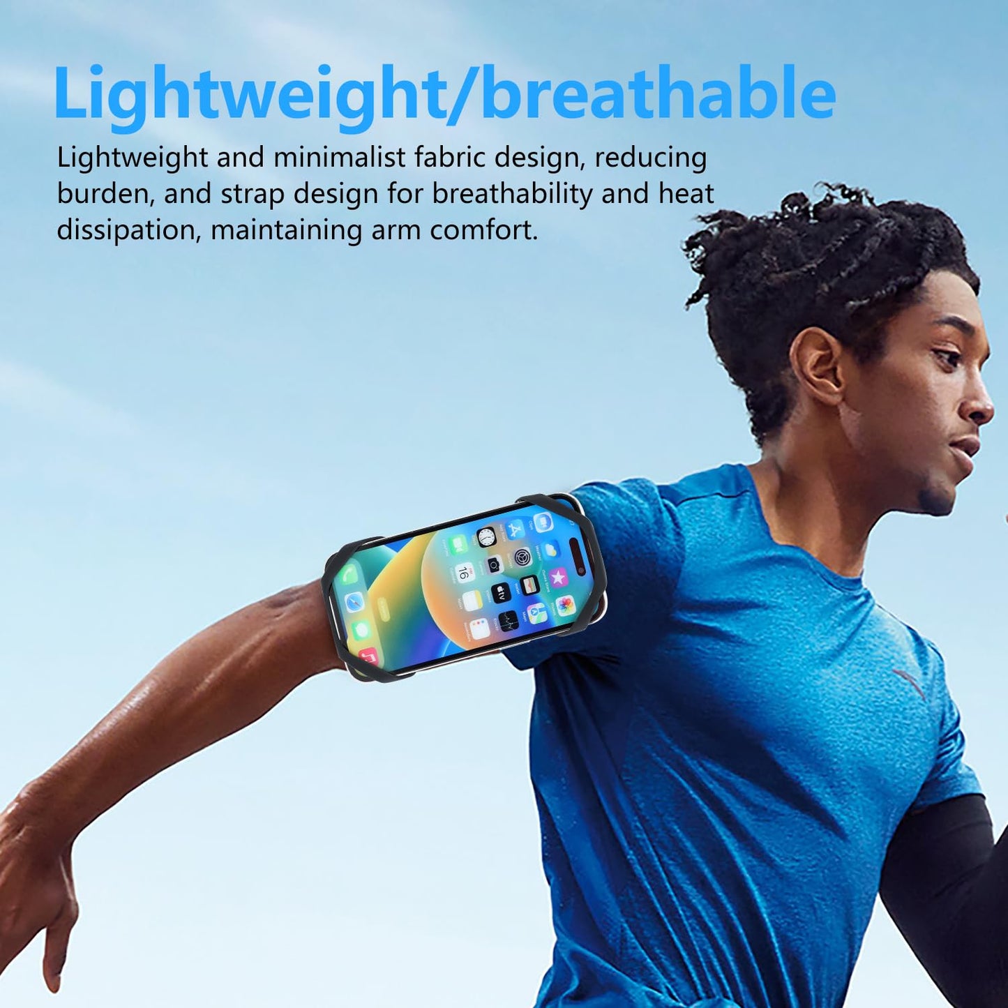 Sweat-Proof Phone Holder Armband 360° Rotation - Universal Running Arm Band iPhone 17 16 15 14 13 12 11 Pro Max Samsung Galaxy S21 S20 - Water Resistant Sports Holder Fits Smartphones 4-7 Inch Gym
