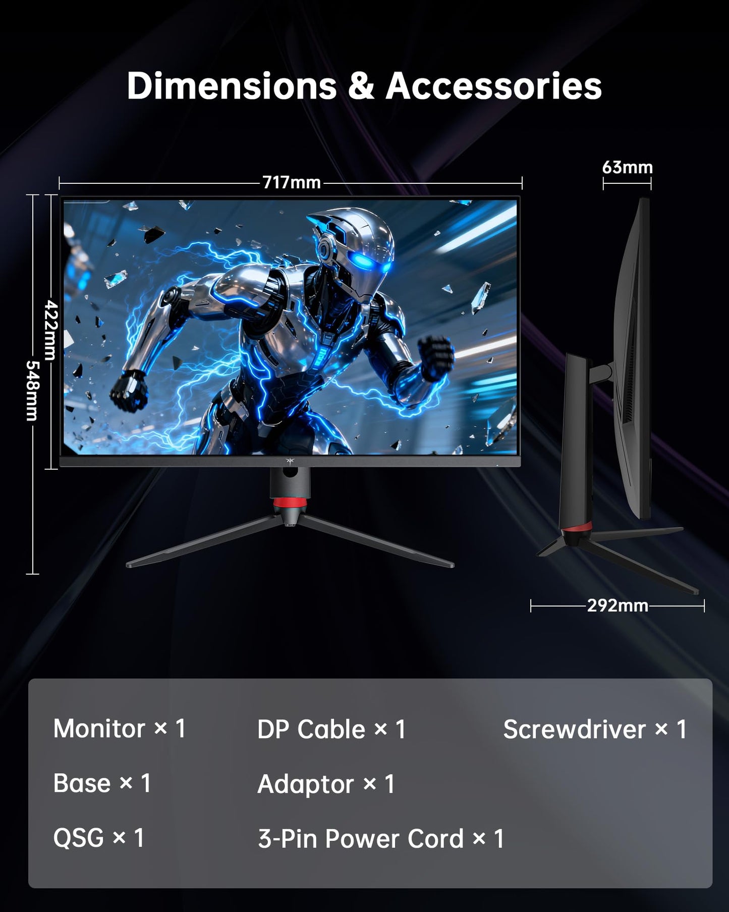 KTC 32 Inch 4K Gaming Monitor, 165Hz UHD (3840x2160P) Fast IPS Screen, 1ms (MPRT), Adaptive Sync, 3000:1 Contrast,121% sRGB,HDMI 2.1 Display Port 1.4, Tilt/Height Adjustment, VESA Mount, H32P22P
