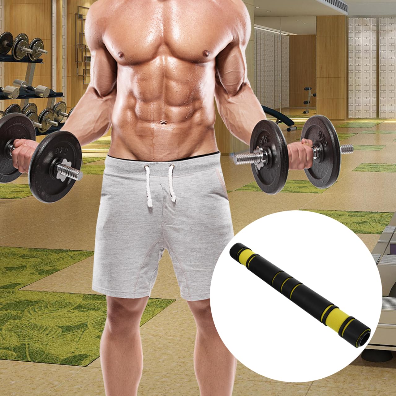 Yardwe Dumbbell Connector Rod Barbell Converter Bar Abs Fitness Equipment Weightlifting Accessory for Home Gym Strength Training 15.7 x 1.7 x 1.7 Inch