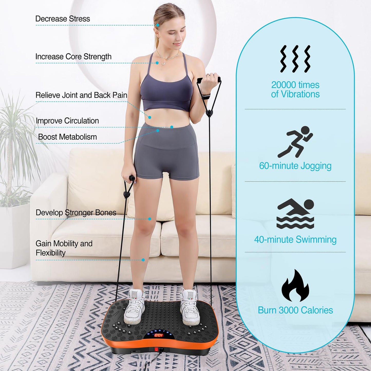 AXV Vibration Plate Fitness Platform Exercise Machine Vibrating Shaking Full Body Shaker Workout Vibrate Stand Shake Board Sport for Weight Loss Fat Burner for Gym Home Office
