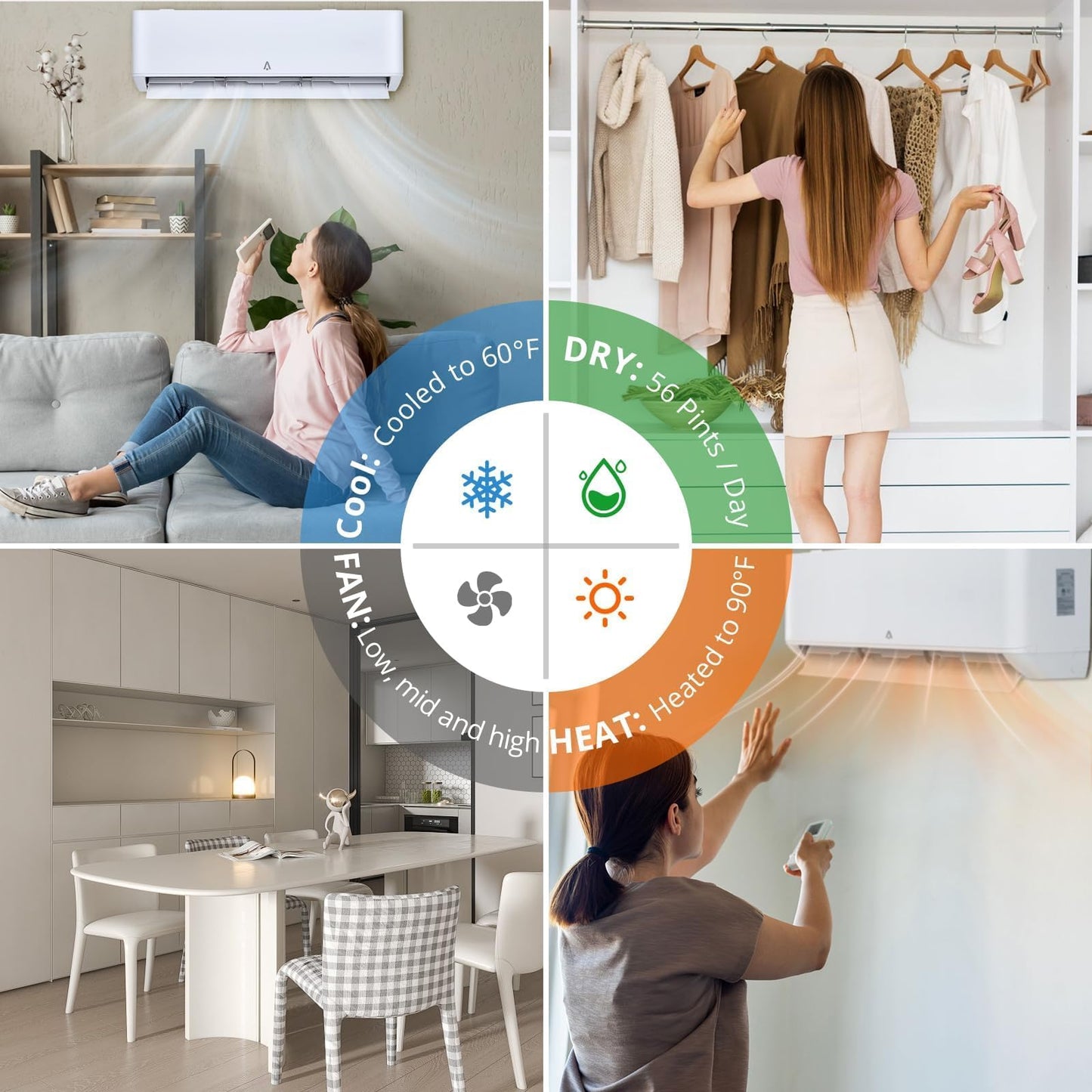 18,000 BTU Mini Split Air Conditioner & Heat Pump, 21 SEER2 Inverter, Ultra-Quiet Ductless AC with WiFi App Control, Cools/Heats Up to 1,250 Sq.ft, Complete Easy Install Kit, 208-230V