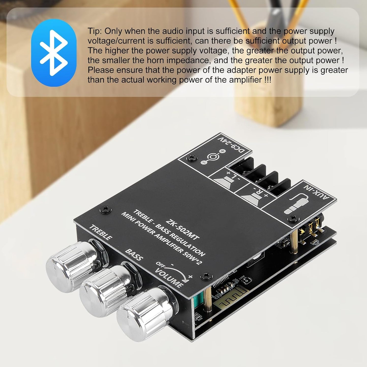 AITRIP 2PCS ZK-502MT 5.0 2.0 2X50W Bluetooth Amplifier Board,Bluetooth Subwoofer Channel High Power Audio Digital HiFi