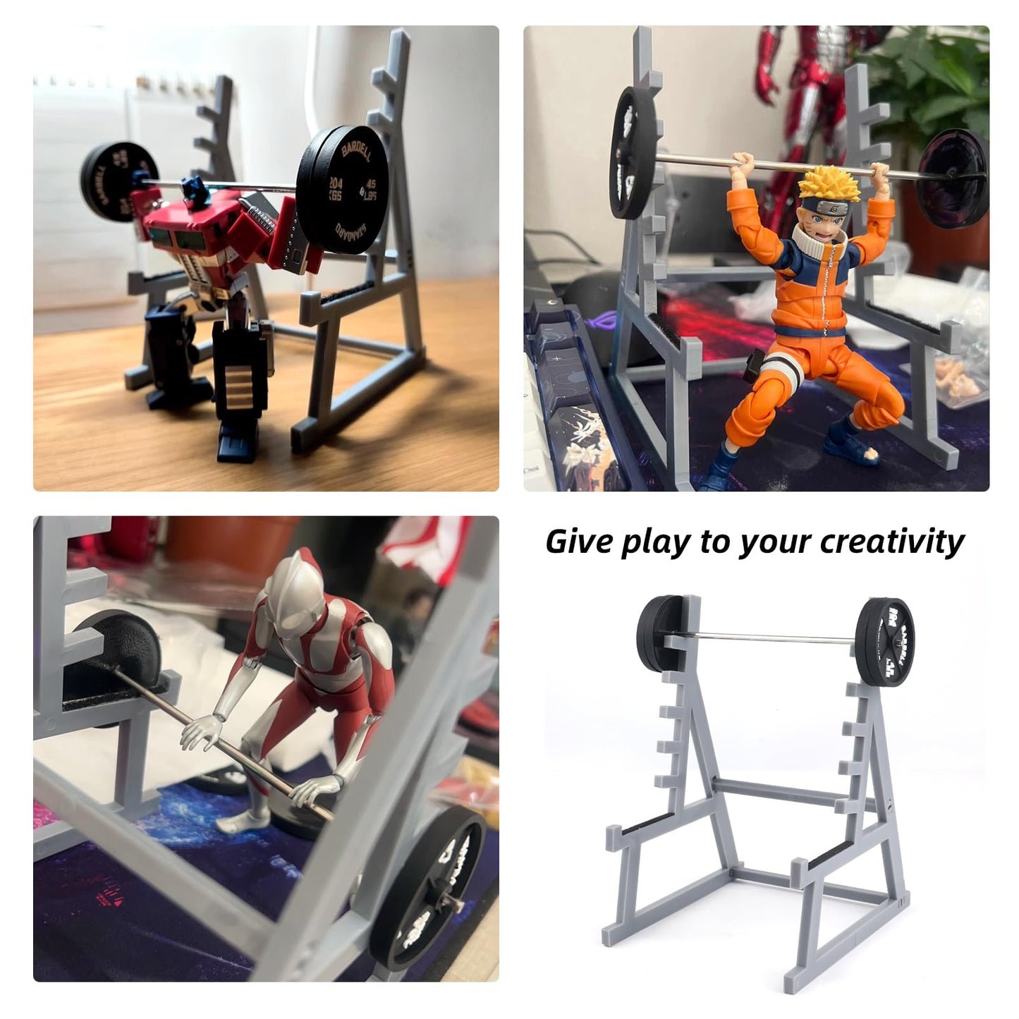 Squat Rack Pen Holder,Desktop Squat Rack with Barbells and Weights,Unique Mini Pen Organizer Barbell Rack Creative Phone Stand for All Fitness Enthusiasts and Weightlifting Fans