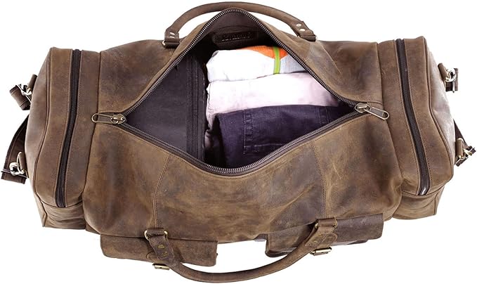 KomalC 24 inch Duffel Bag Travel Sports Overnight Weekend Leather Duffle Bag for Gym Sports Cabin Holdall bag