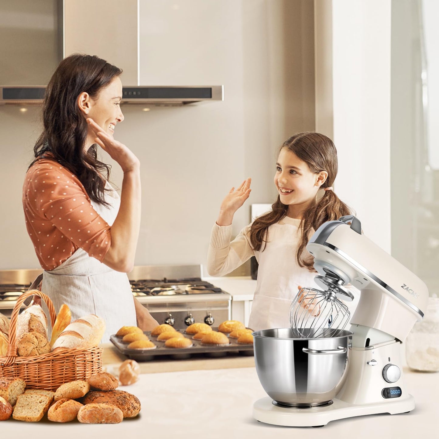 8.4QT Commercial Stand Mixer 800W with Aluminum Die Casting Meets the Standard of NSF/ANSI 8-2023, Mixers Kitchen Electric Stand Mixer with Stainless Steel 8L Bowl, Dough Hook, Whisk and Beater