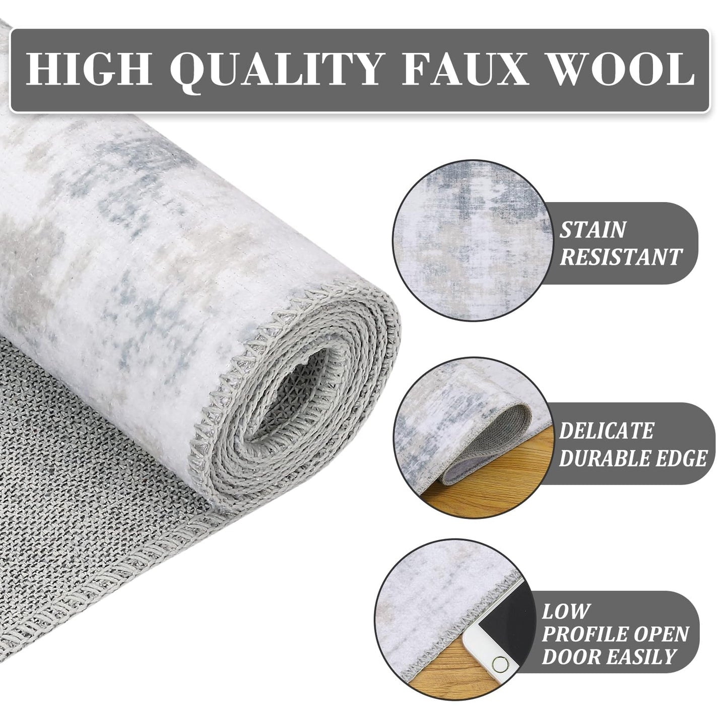GarveeHome9x12 Area Rugs Washable Rug, Modern Abstract Living Room Rug Soft Anti-Skid Thin Carpet Indoor Floor Non-Shedding Carpets for Bedroom Dining Room Farmhouse Nursery Home