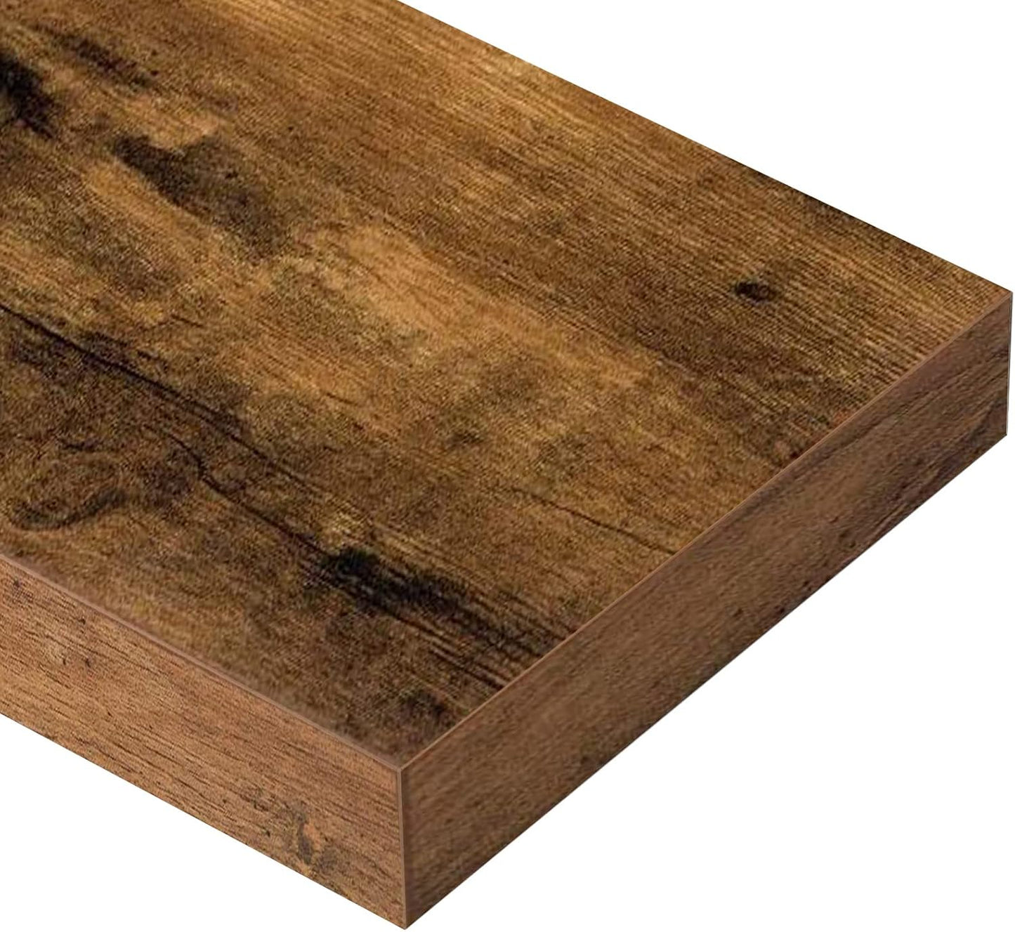 QEEIG Floating Shelves - Rustic Brown Wall Mounted Display Shelf Set of 2 | 39.4" x 9.3" for Home Decor