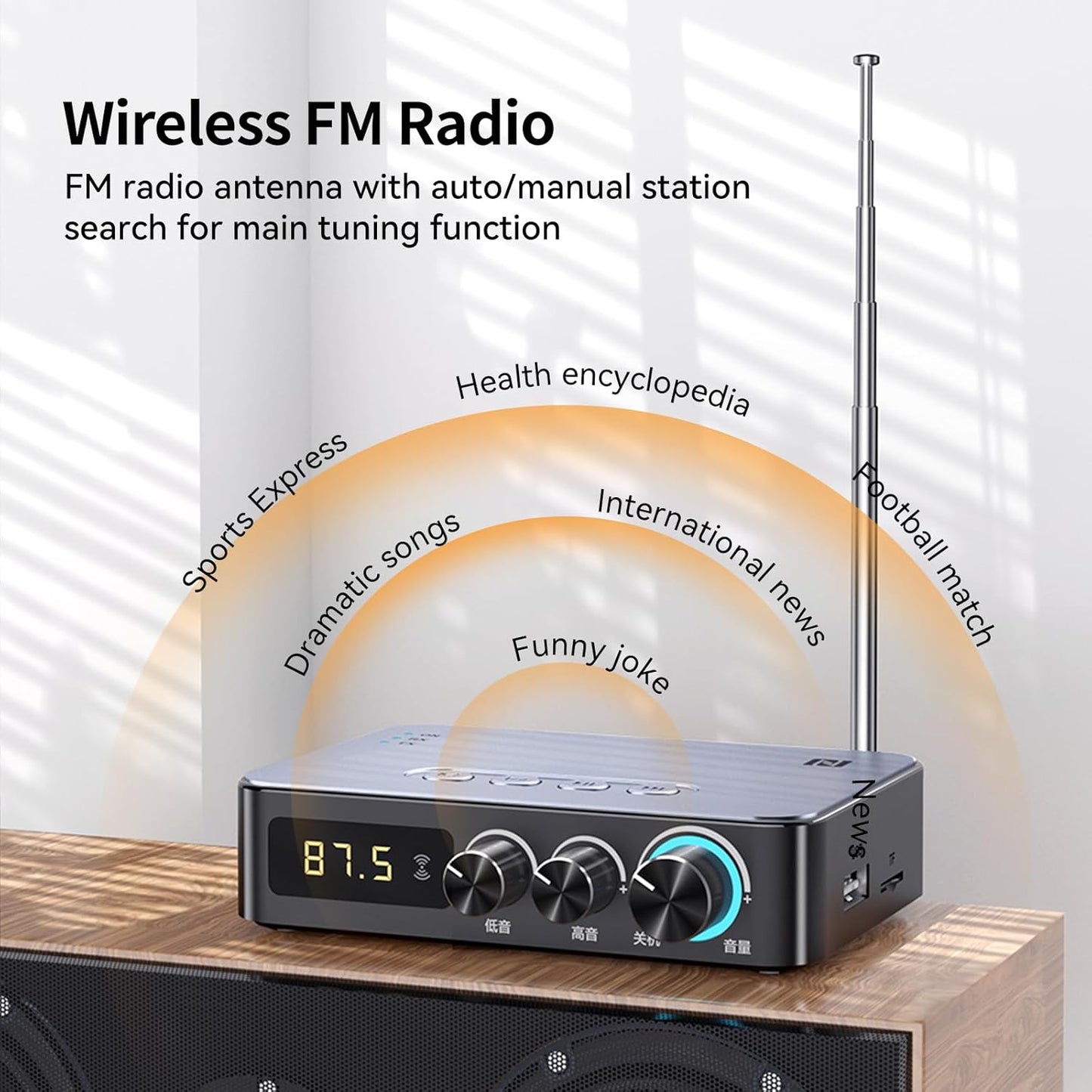 MOREGAX 4-in-1 3.5mm AUX,RCA,6.5mm Bluetooth Audio Receiver Transmitter (with Remote) for Home Stereo TV, HiFi Wireless