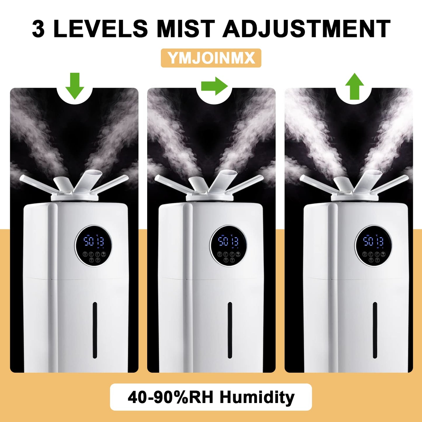 YMJOINMX Commercial Industrial Humidifier Whole House Humidifier 6Gals Water Tank Max 2000ml/h Mist Output Faucet Filling for Plant Large Greenhouse 110V