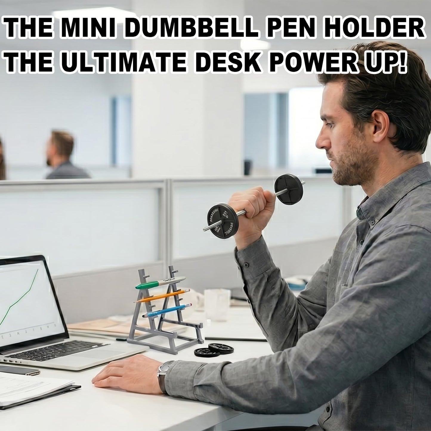 Squat Rack Pen Holder for Desk, Barbell Rack Pen Holder Gym-Themed Unique Office Desk Accessories, Funny Mini Weight Racks Pencil Holder Organizer Decor for Men Fitness Weightlifting Lovers
