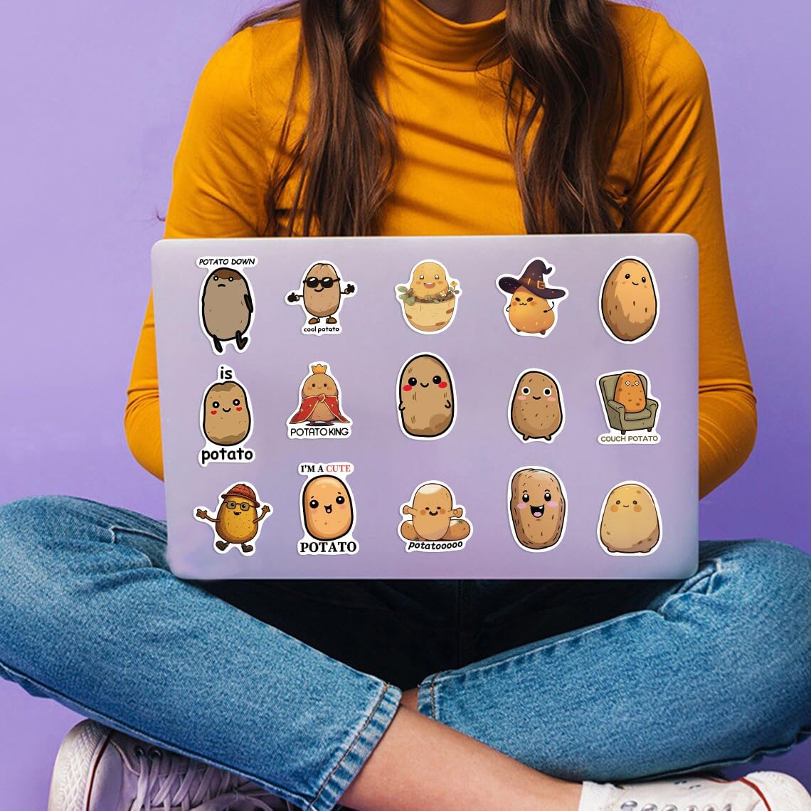 Beuthar 50PCS Funny Potato Stickers for Adults, Kids, Teens, Cute Cartoon Vinyl Waterproof Stickers for Water Bottles