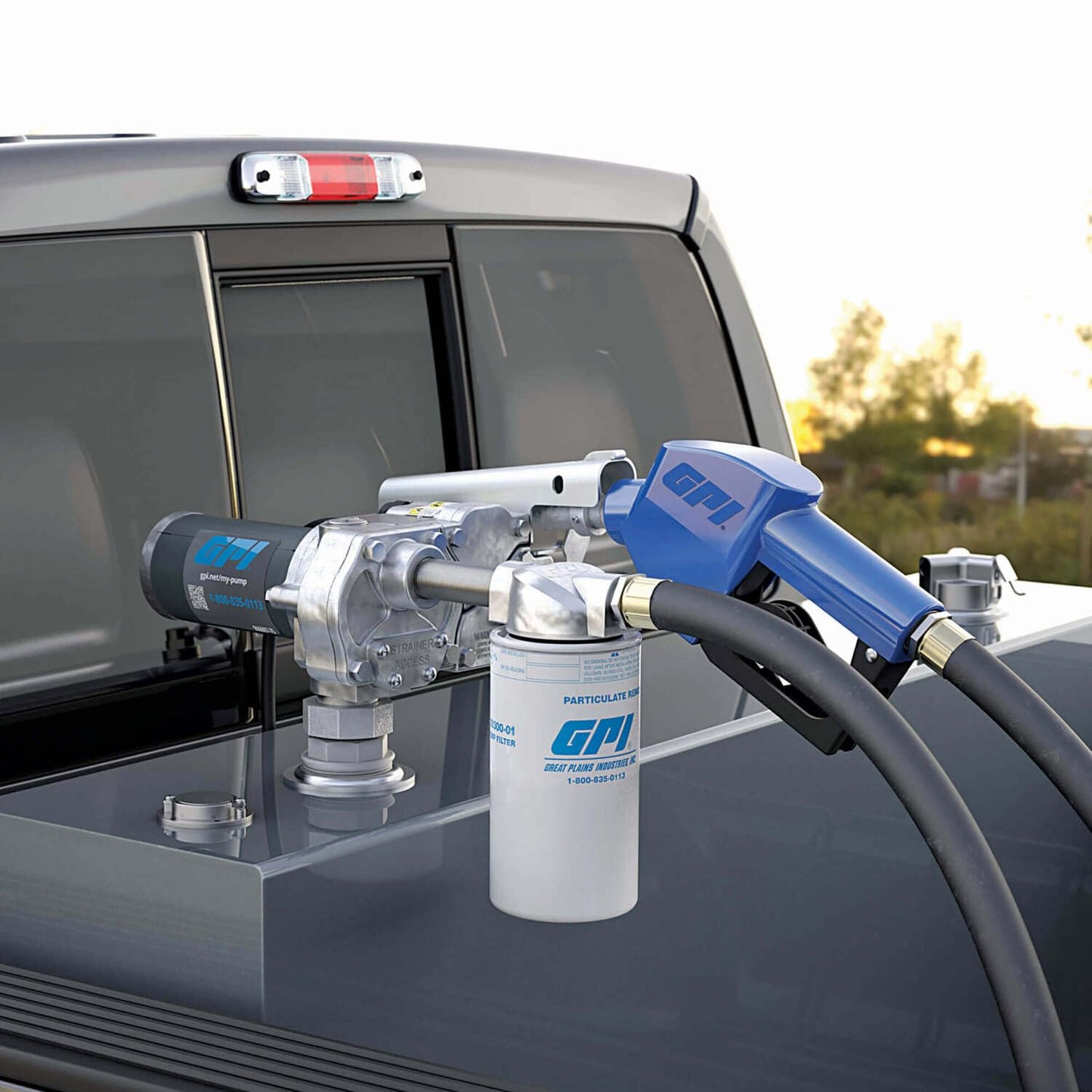 GPI - M-150 Series Fuel Transfer Pump, Automatic Shut-Off Nozzle with Filter Kit, 15 GPM, 12 Volt (110612-03)