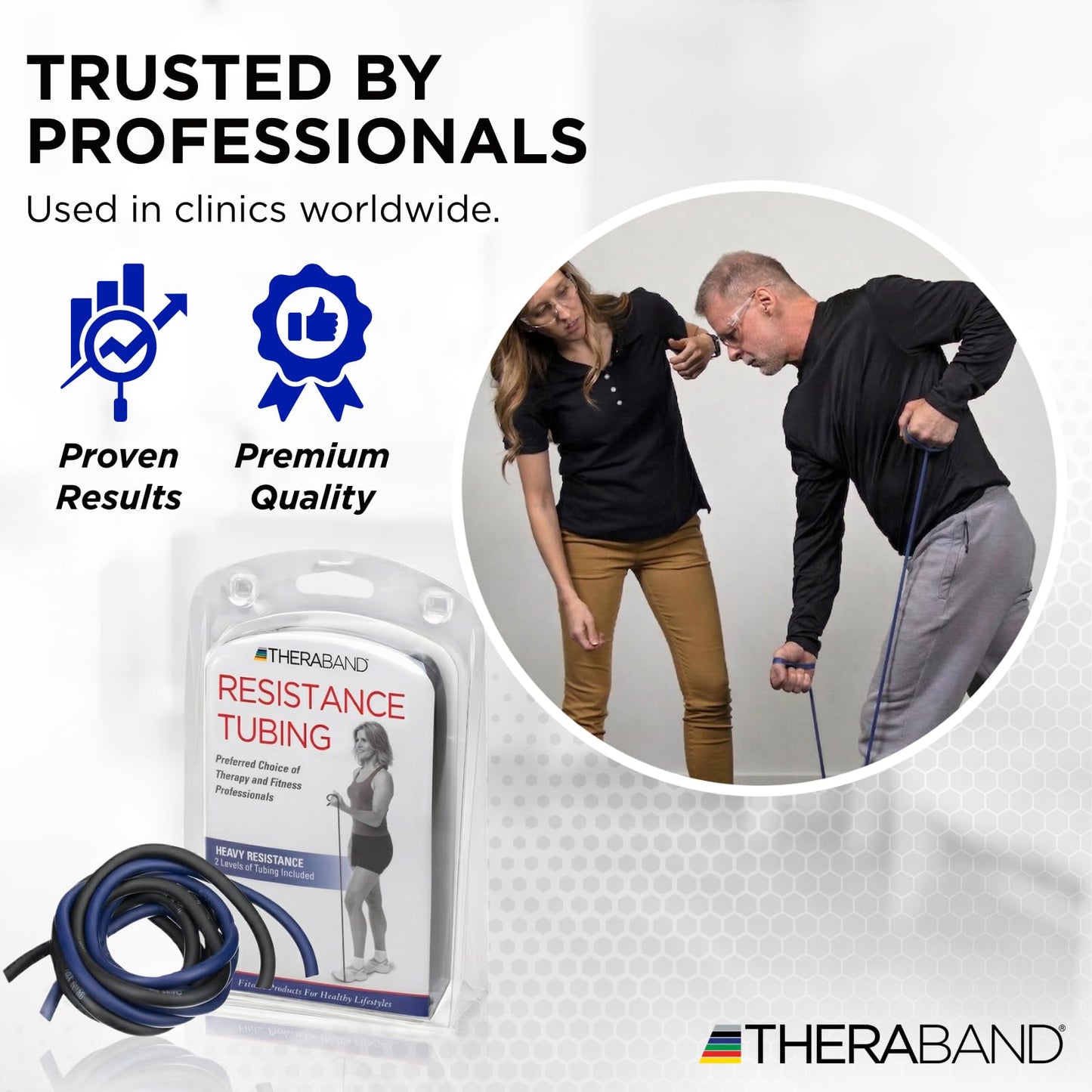 THERABAND Resistance Tubes, Advanced Set, Blue & Black, 5 ft Latex Tubing, Home or Clinic Use, Cut-to-Fit, Color-Coded Resistance Bands for Upper & Lower Body Workouts