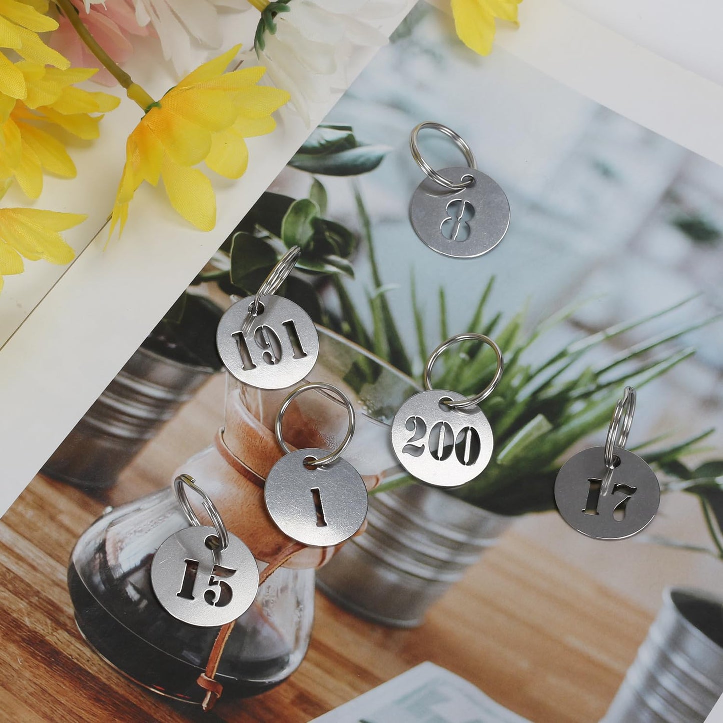 NumRealm Number Key Tags with Rings, 1" 304 Stainless Steel Key ID Tags, Metal Number Labels - 1 to 10