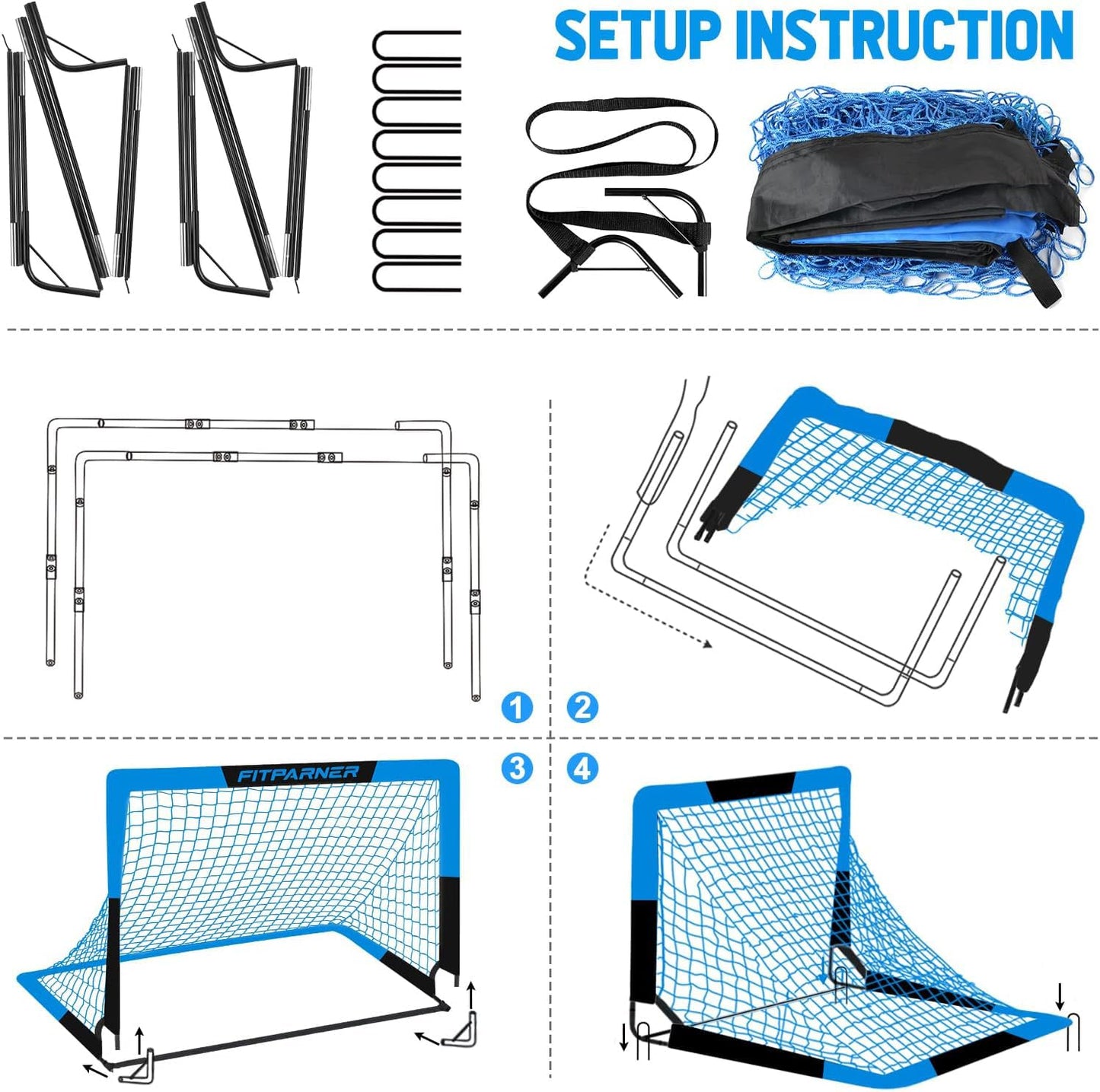 Kids Soccer Goals for Backyard Set - 2 Pack of Portable Pop Up Soccer Nets with Ball,Cones,Complete Training Equipment Kit for Toddler,Youth,Kids Age 3-14,Outdoor Sports Game