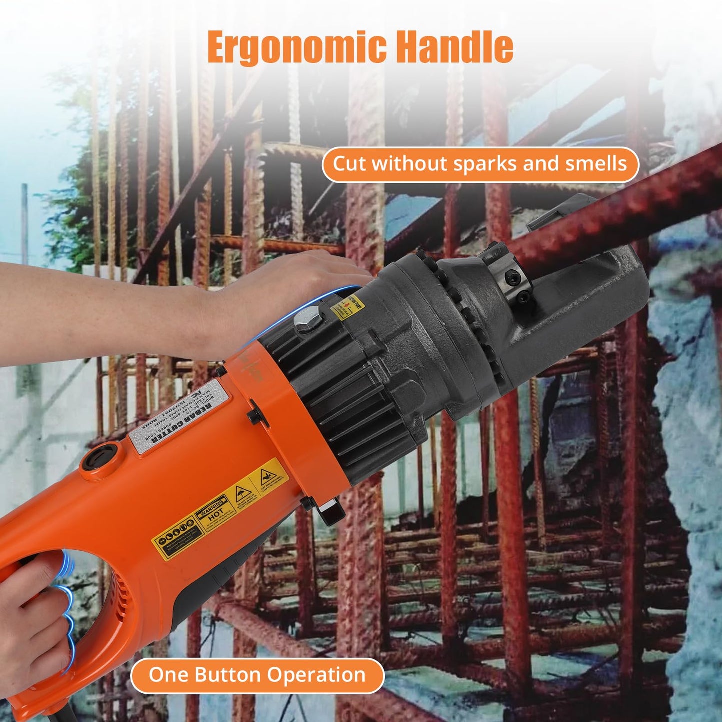 Electric Hydraulic Rebar Cutter Tool, 900W Cutting up to 5/8 Inch #5 4-16mm Rebar Steel within 3 Seconds,110V, with Blades & Easy Carry Stainless Box (900W RC-16)