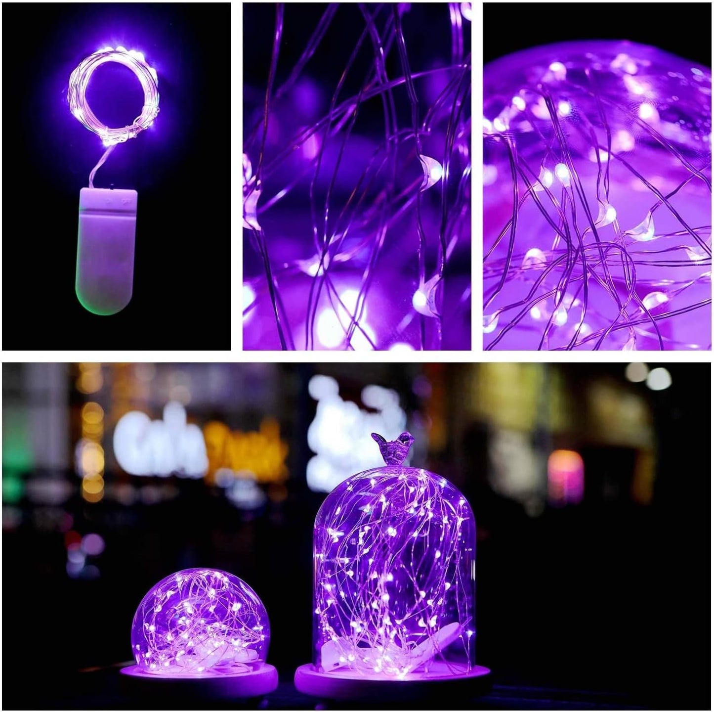 VOOKRY 30 LED Fairy Lights - 10 ft Purple Waterproof String Lights for DIY Weddings & Parties