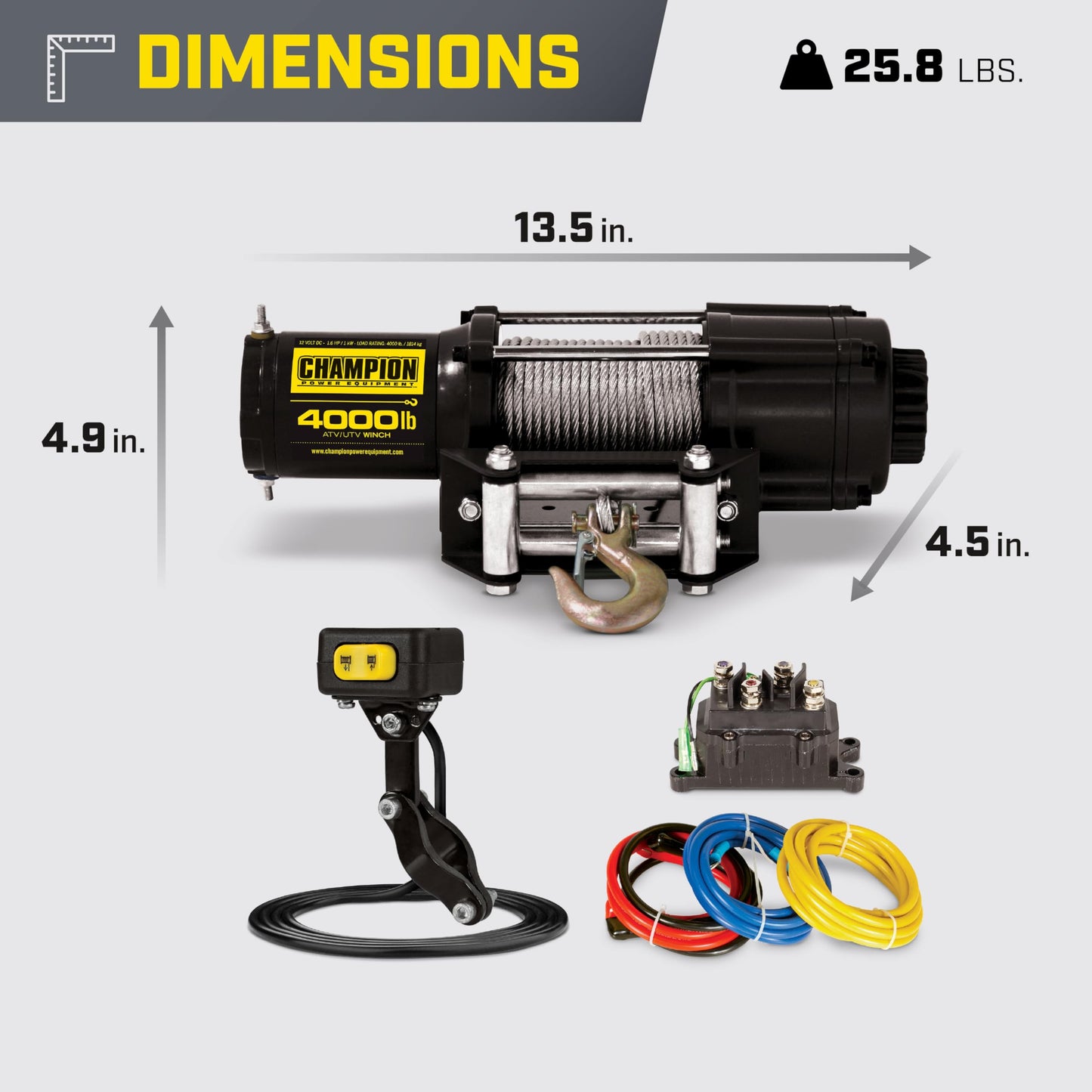 Champion Power Equipment 4000-lb. ATV/UTV Winch Kit with Mini-Rocker