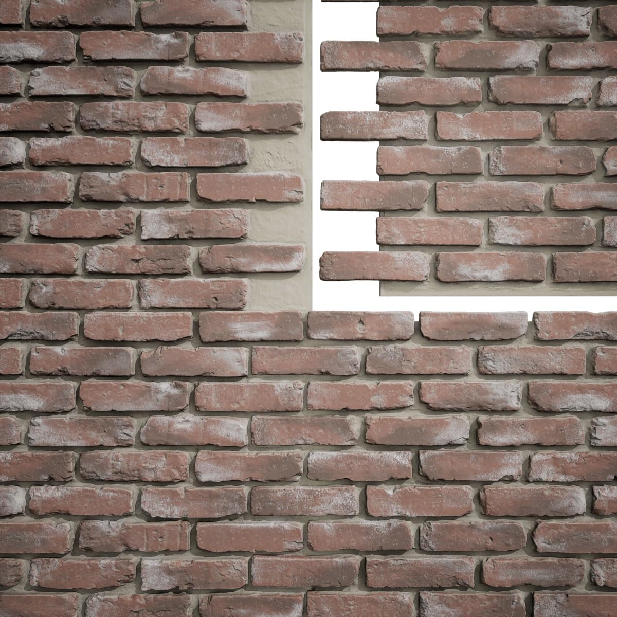EverStone Aged Brick Faux Brick Panel, 46 7/8"W x 27"H x 1 1/4"D, Burnished Red Color
