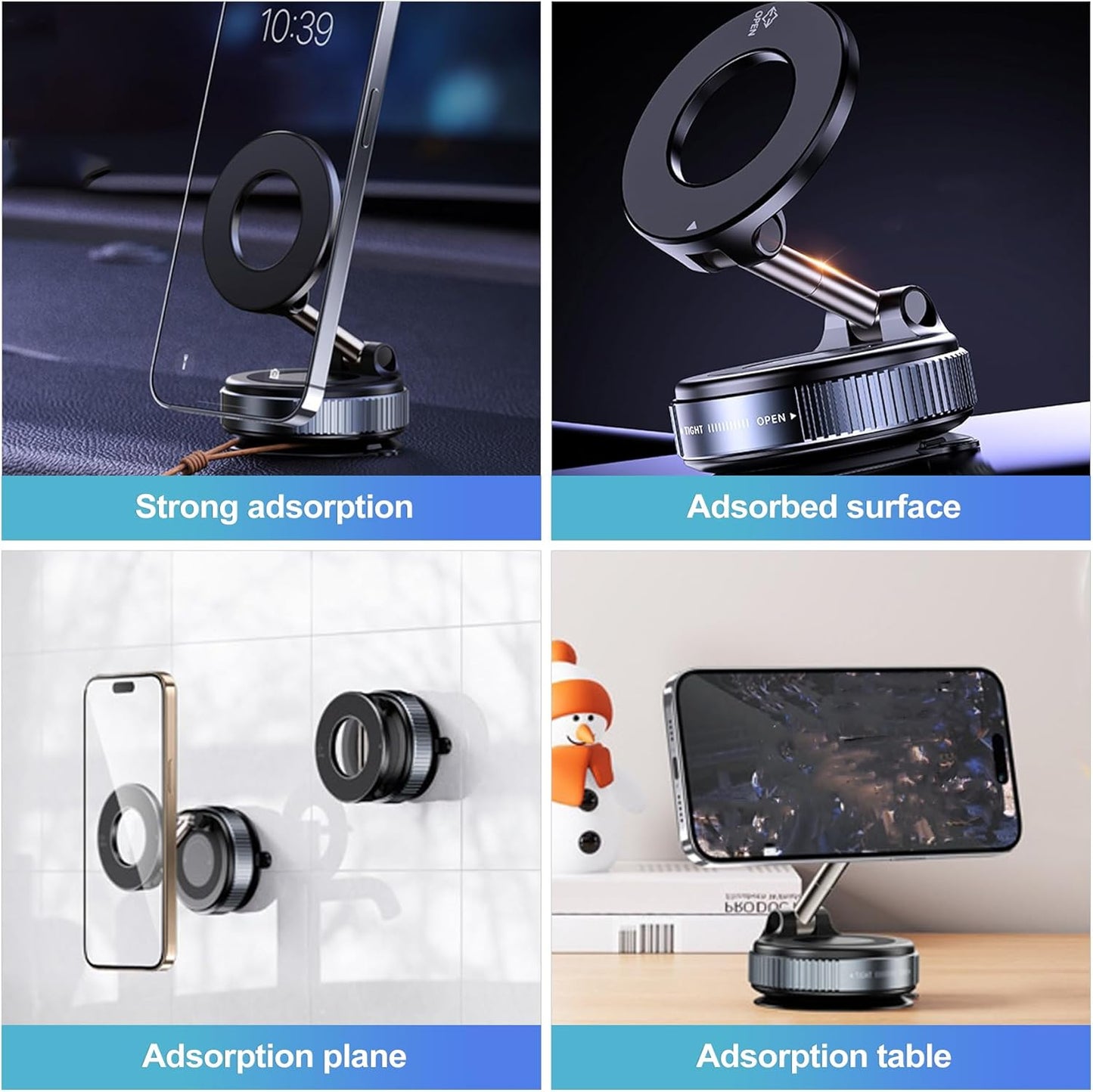 CoguZed 360 Magnetic Suction Cup Phone Mount, Strong Vacuum Phone Holder with Degree Adjustable and Foldable Arm