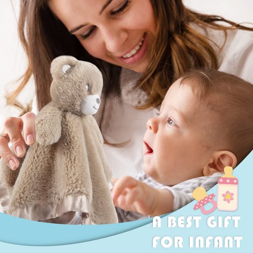 Baby Bear Security Blanket - Soft Minky Plush Lovey for Toddlers | Unisex 16 Inch Dark Brown Gift