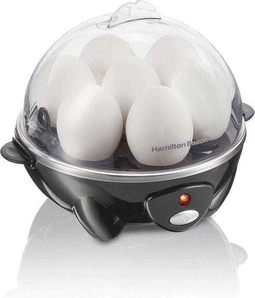 Hamilton Beach 3-in-1 Electric Egg Cooker - Hard Boiled, Poached & Omelet Maker, 7 Egg Capacity, Black