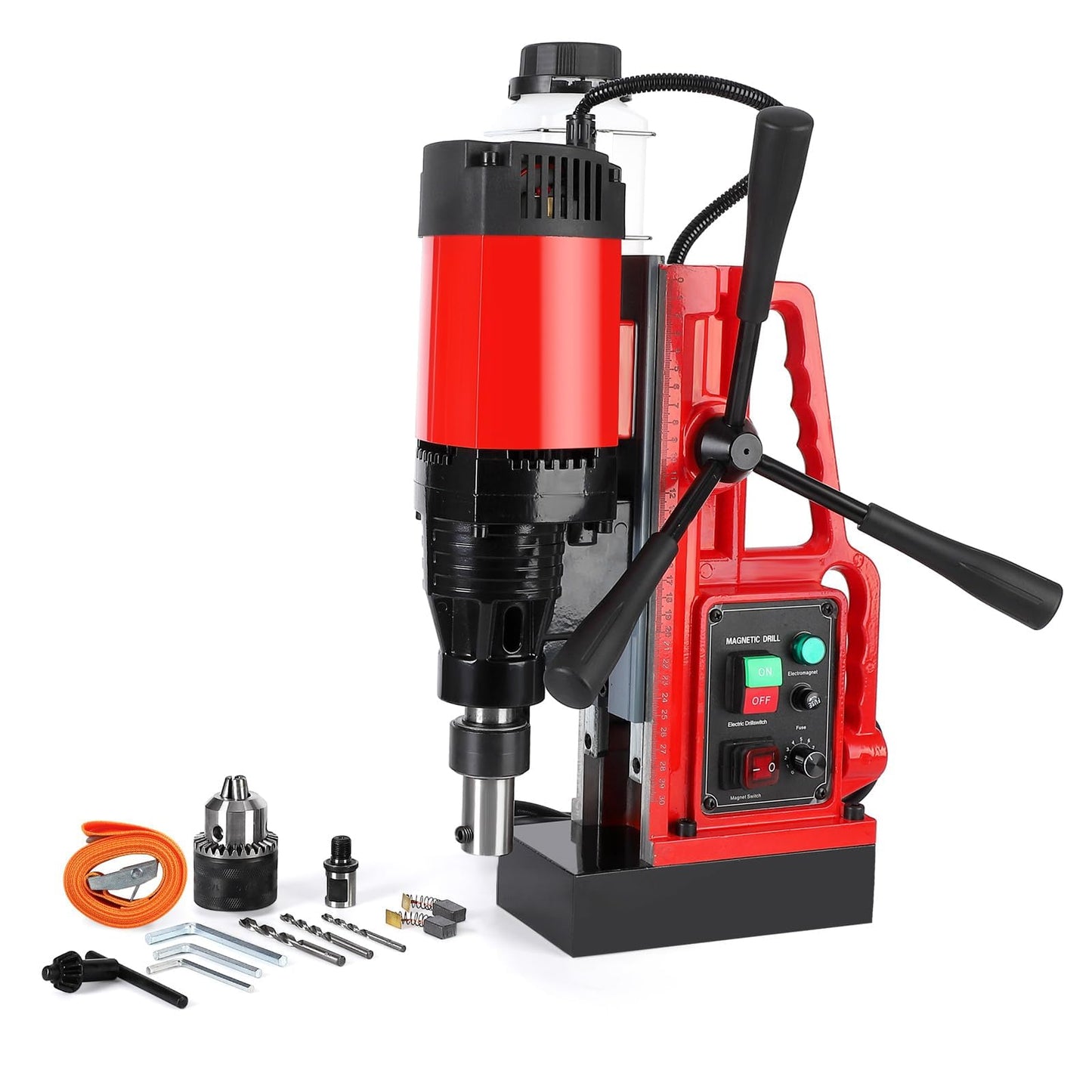 110V 1550W Magnetic Drill Press, 2" Drilling Capacity, 500 RPM, Variable Speed Single-Rail Portable Industrial Drill for Steel, Construction & DIY