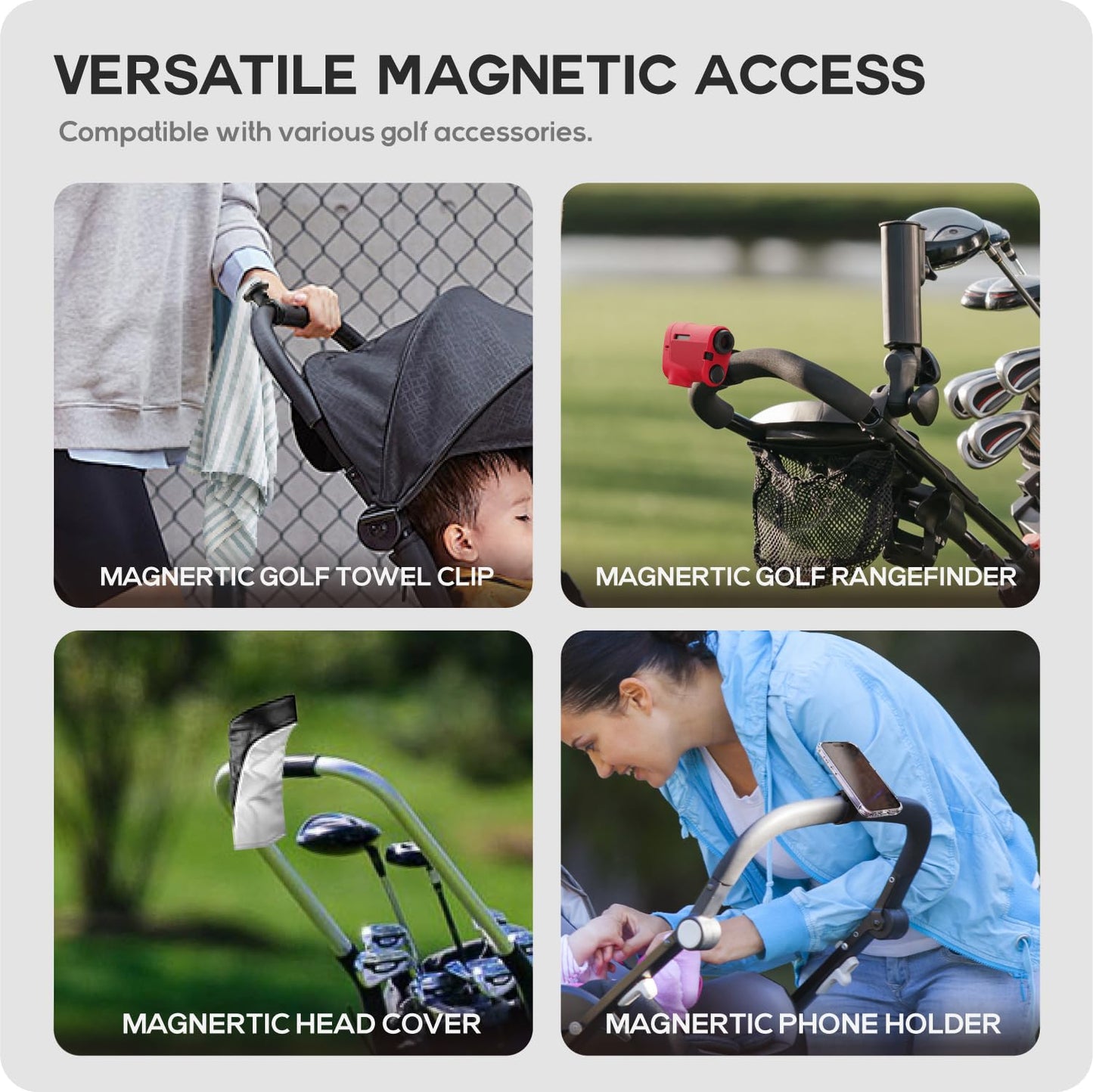 TUSITA Golf Push Cart Magnetic Mount for Magnetic Rangefinder - Compatible with Magsafe Phone
