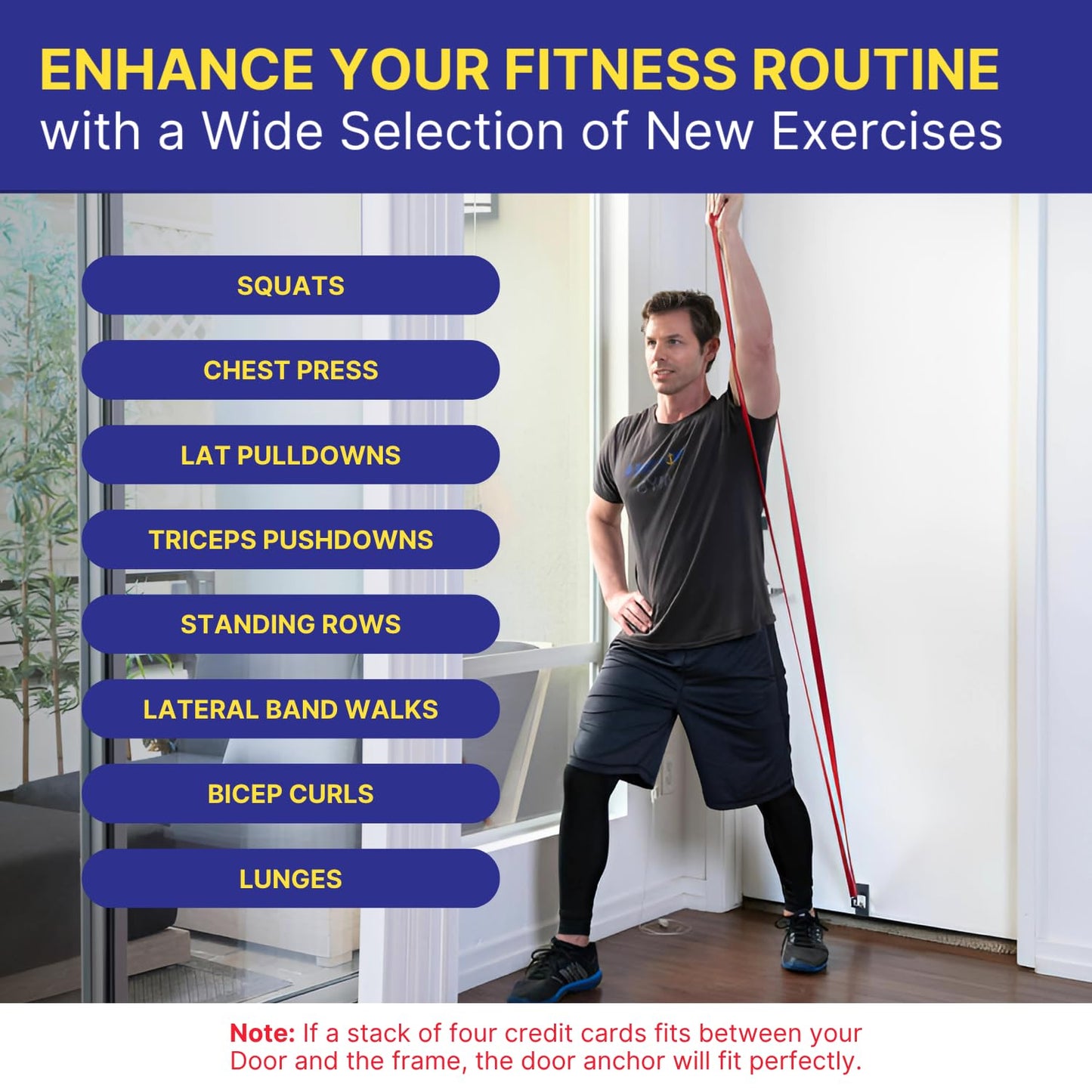 Anchor Gym Door Anchor for Exercise Bands - Resistance Door Anchor for Body Weight Straps, Strength Training, Home Gym, Physical Therapy (Pack of 1)