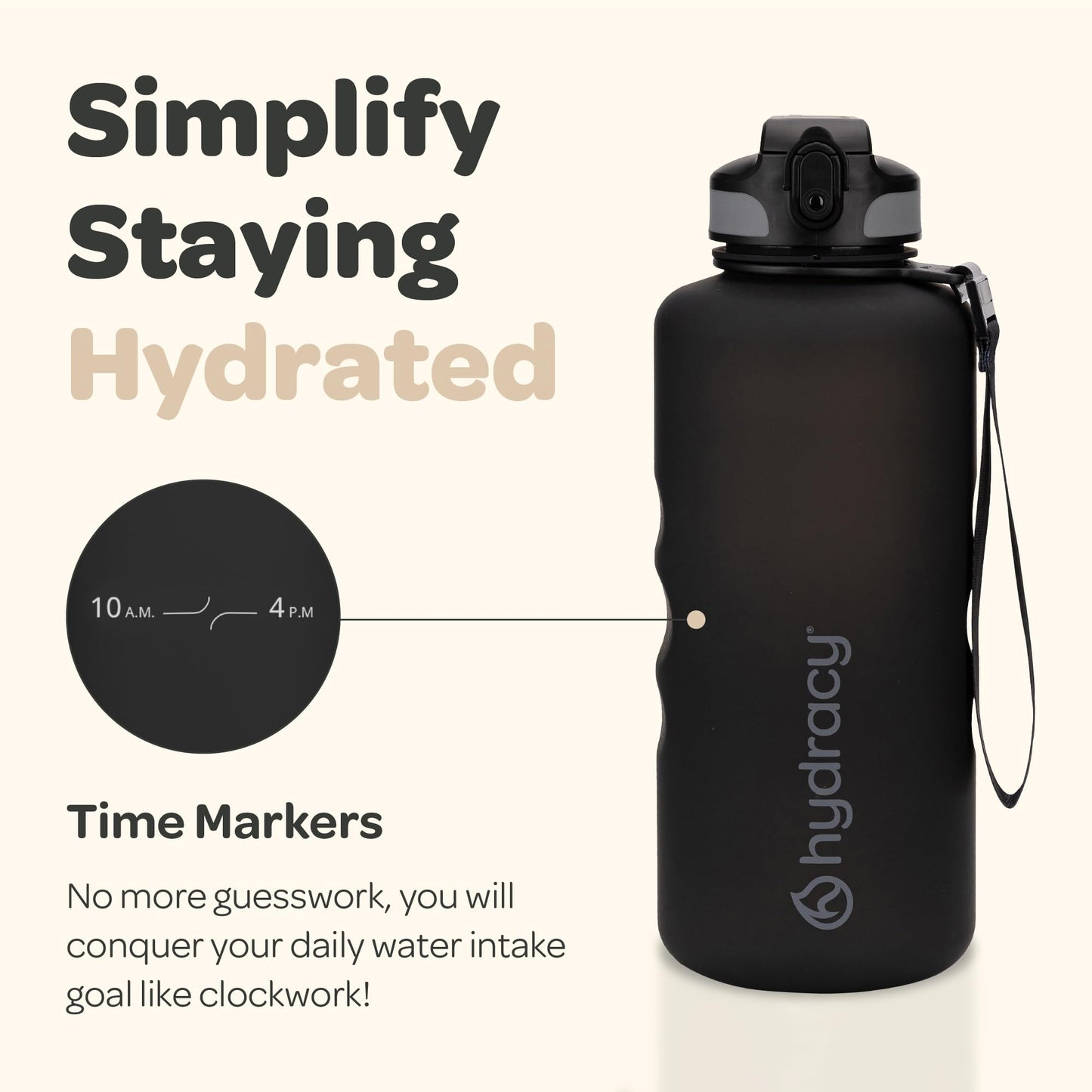 Hydracy 2L Large Water Bottle, Shatterproof, BPA Free Tritan Plastic, Leakproof, Zero Condensation, With Detachable Carry Strap, Spillproof Lid, Convenient Silicon Spout, Ideal for Gym, Yoga
